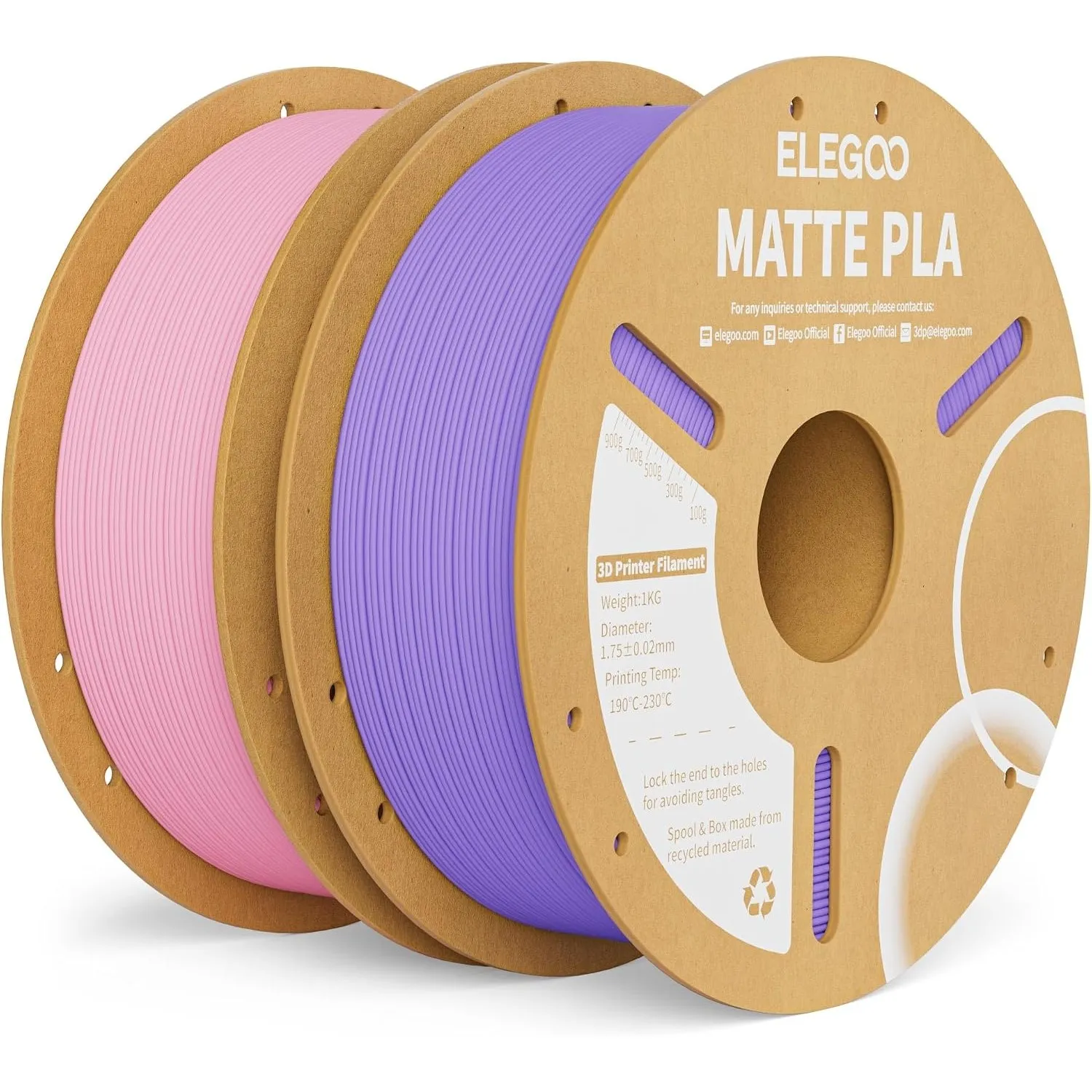 ELEGOO Matte PLA Filament 1.75mm Lavendelviolett Pink 2KG, 3D Drucker PLA