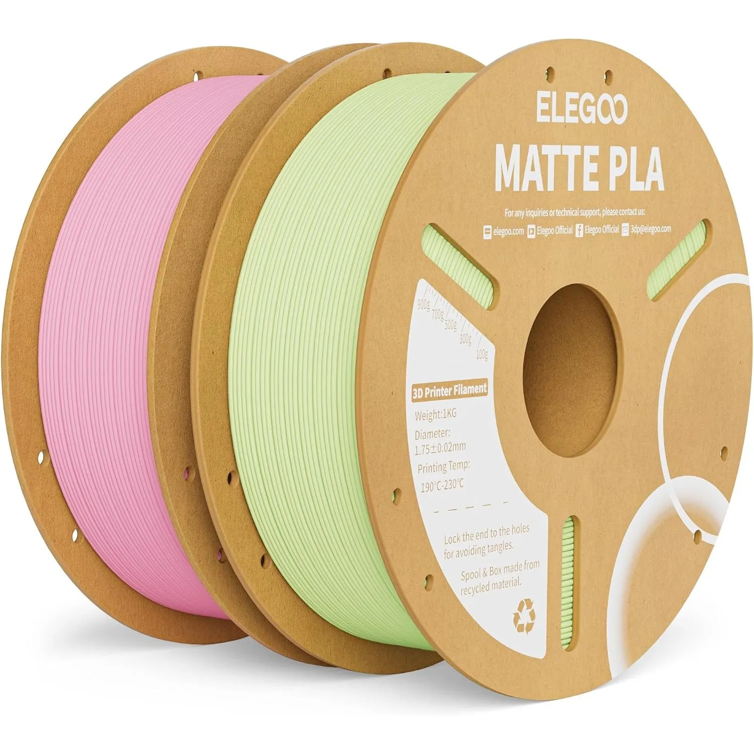 ELEGOO Matte PLA Filament 1.75mm Sakura Pink Mintgrün 2KG