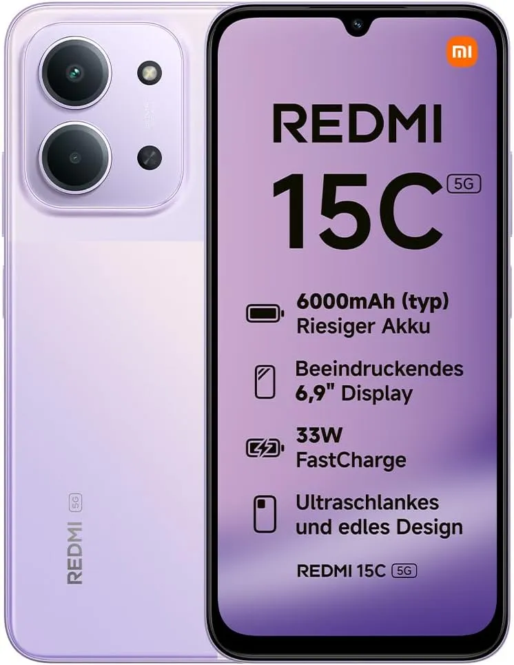 Xiaomi REDMI 15C 5G, Smartphone 4+256GB, 6,9" 120Hz Display, MediaTek Dimensity 6300 Prozessor 6nm Octa-Core, 50MP KI-D…