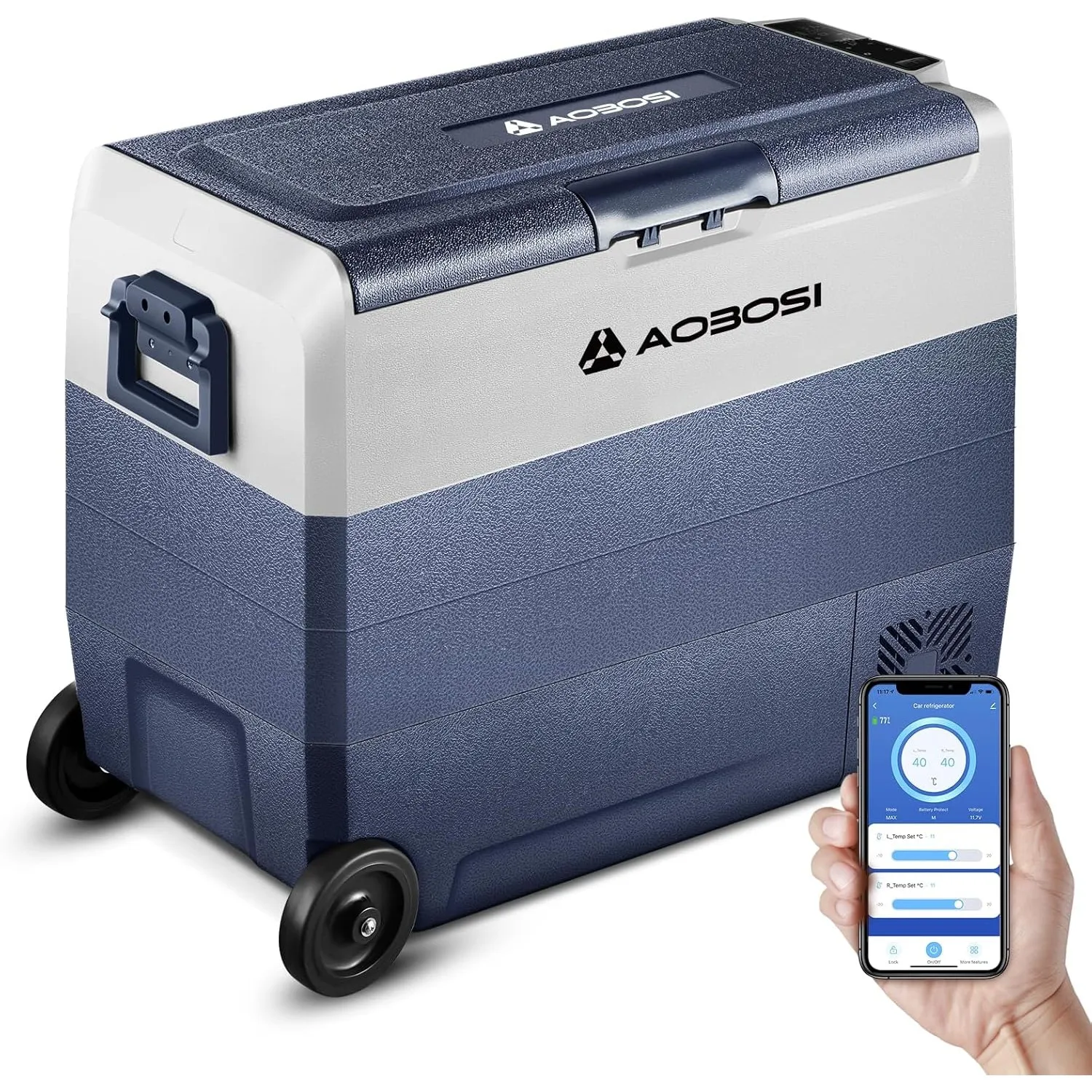 AAOBOSI Kompressor Kühlbox 60 L, Kühlbox Auto Mit APP Steuerung, 12/24 V und 100-240 V Camping Kühlschrank, -20°C bis 2…