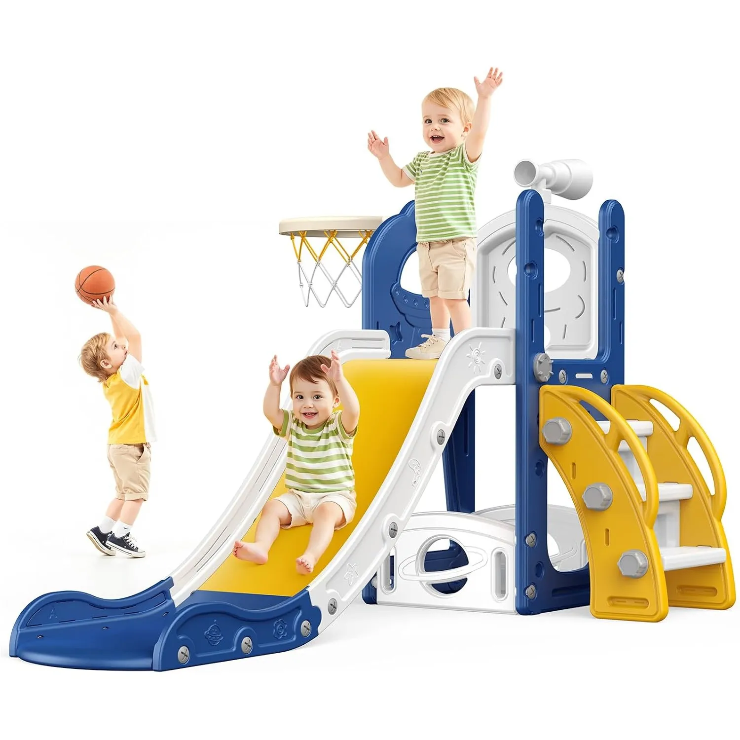 Kinder Rutsche: große Blau Kleinkind Rutsche mit Basketballkorb, Rutsche für Kleinkinder Alter 1-3 Kleinkind Kletterer …