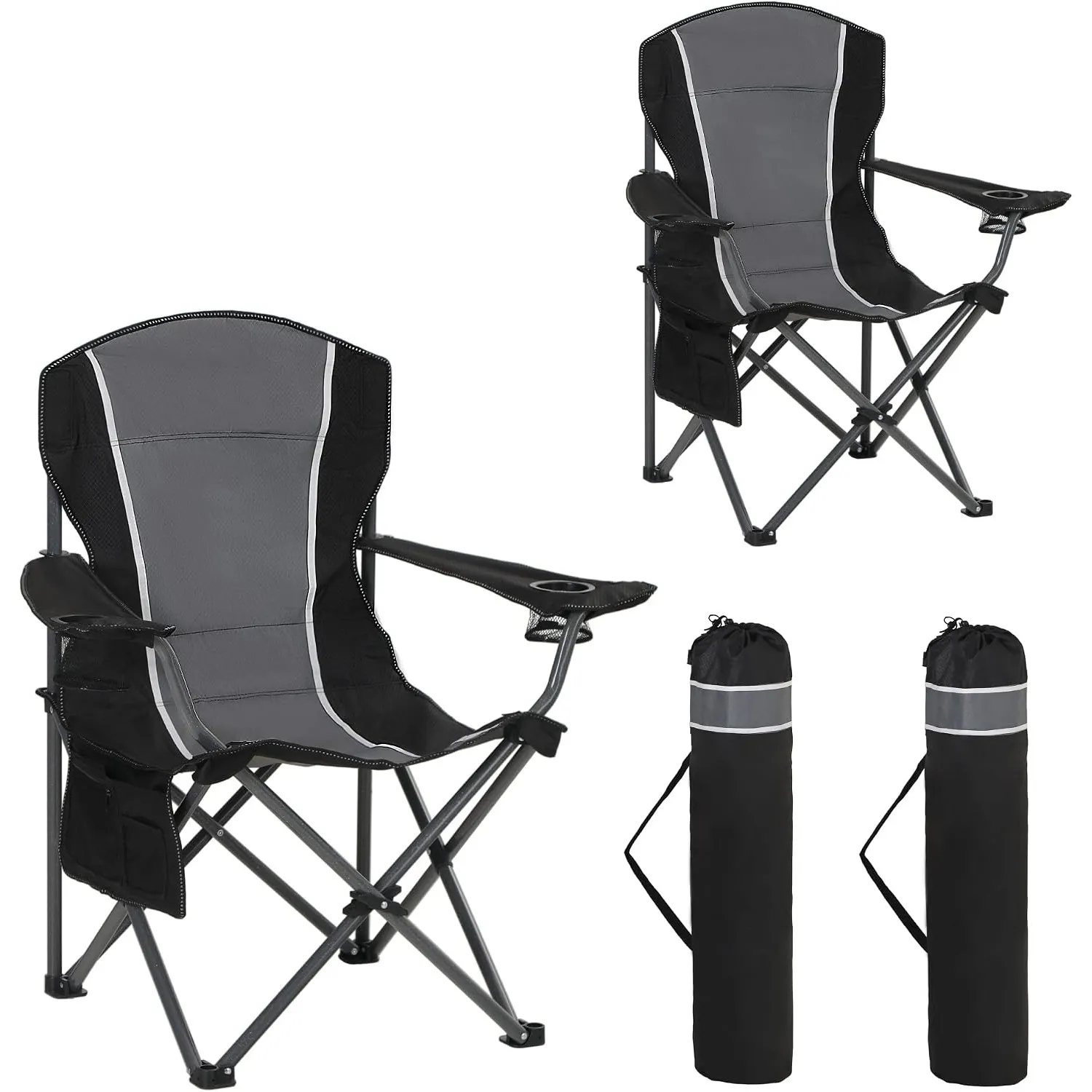 HIGH POINT SPORTS Campingstuhl Faltbar bis 160kg Campingsessel Klappstuhl mit Getränkehaltern Faltstuhl Camping Angelst…