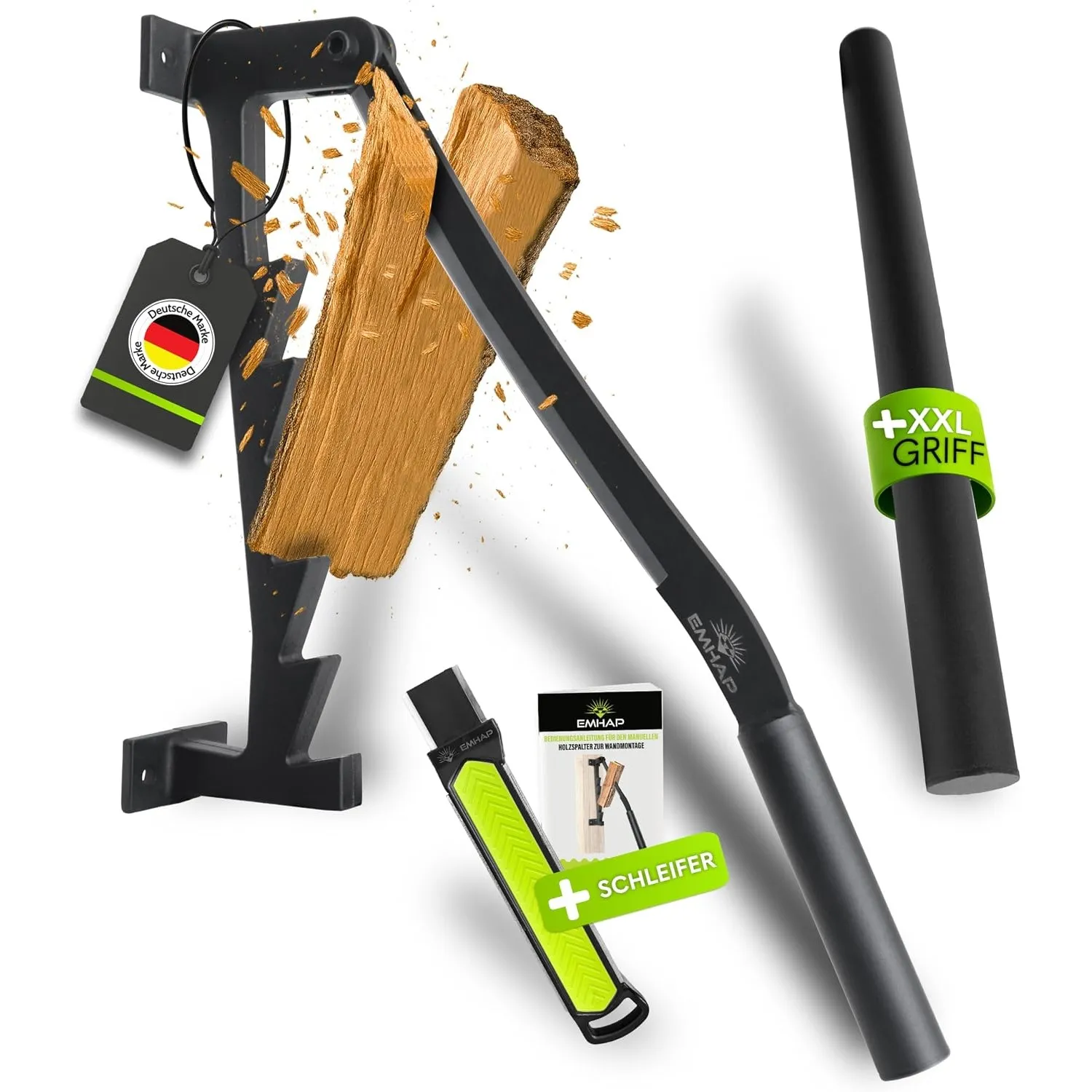 Holzspalter manuell – EXTRA STARKER Holz Spalter zum Holz Spalten auf Hackklotz – inkl. Schärfer & verlängerter Hebel –…