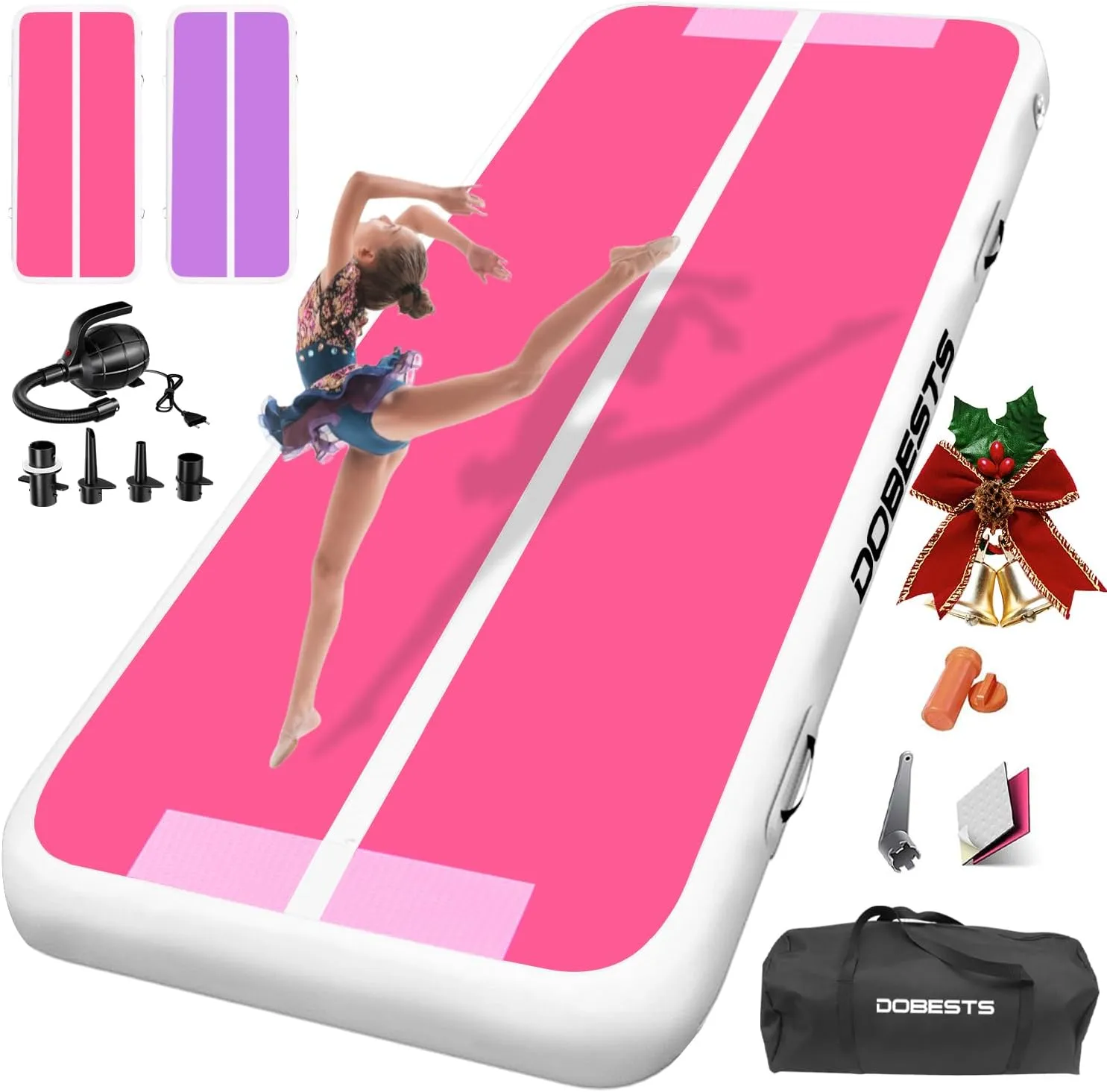 DOBESTS Airtrack Matte, 10/20cm Hoch 2/3/4/5/6m Tumbling Matte, Gymnastikmatte mit Luftpumpe, Trainingsmatte mit Traget…