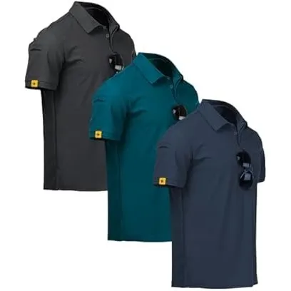 ZITY 3er Pack Poloshirt Herren Kurzarm Schnelltrocknend Atmungsaktives Tshirt Männer Sommer Polohemd Casual Sport Shirt…