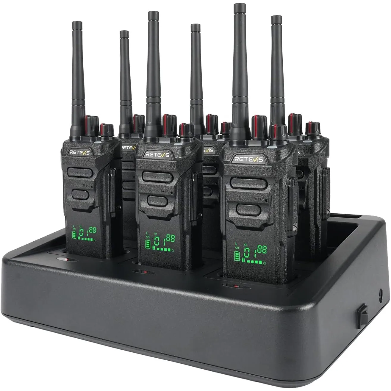 Retevis RT648H Walkie Talkie mit 6-Wege-Ladung, PMR446 Funkgerät 3-Proof, Schnellladung, Integriertem Display, 1500 mAh…