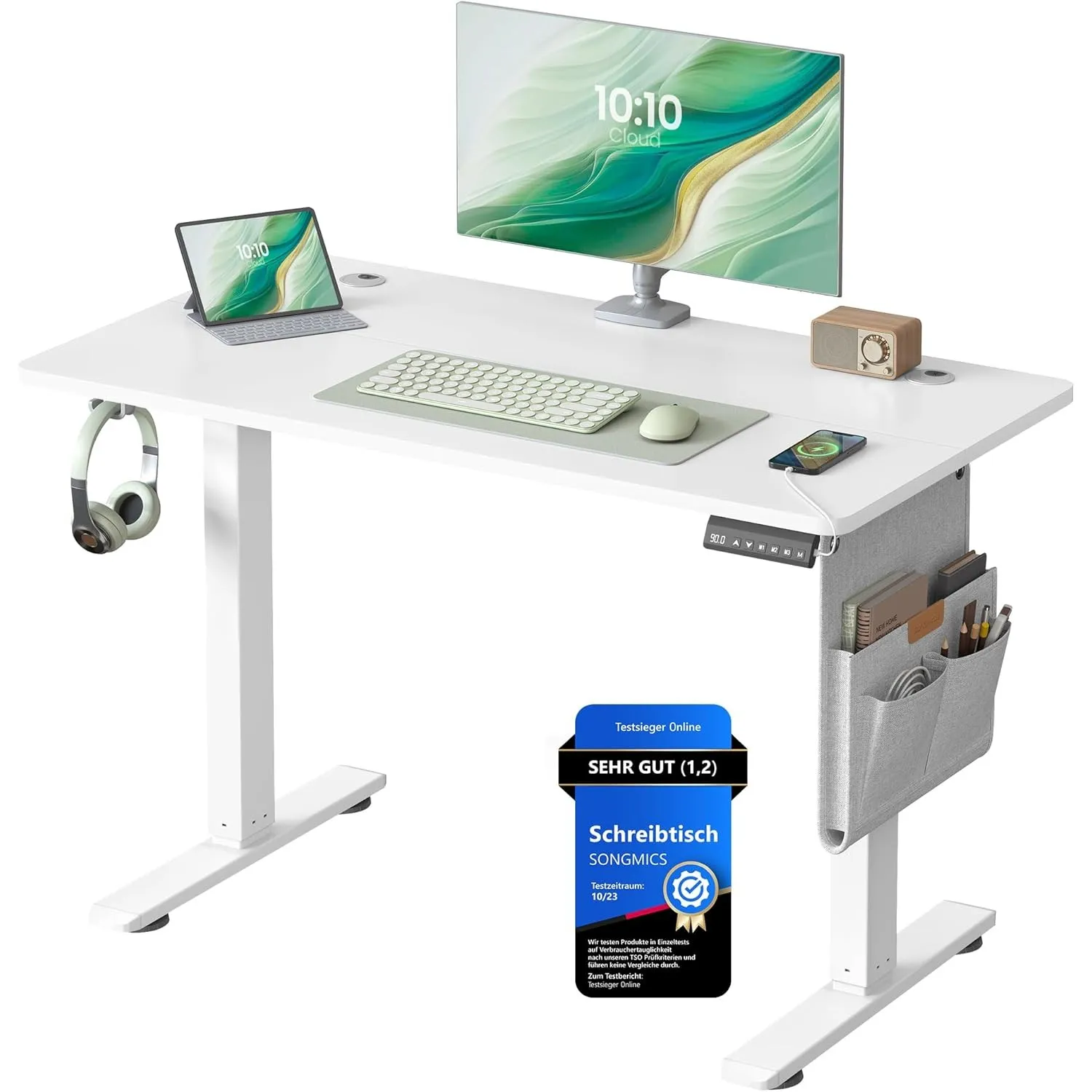 SONGMICS Höhenverstellbarer Schreibtisch 100 x 60 cm