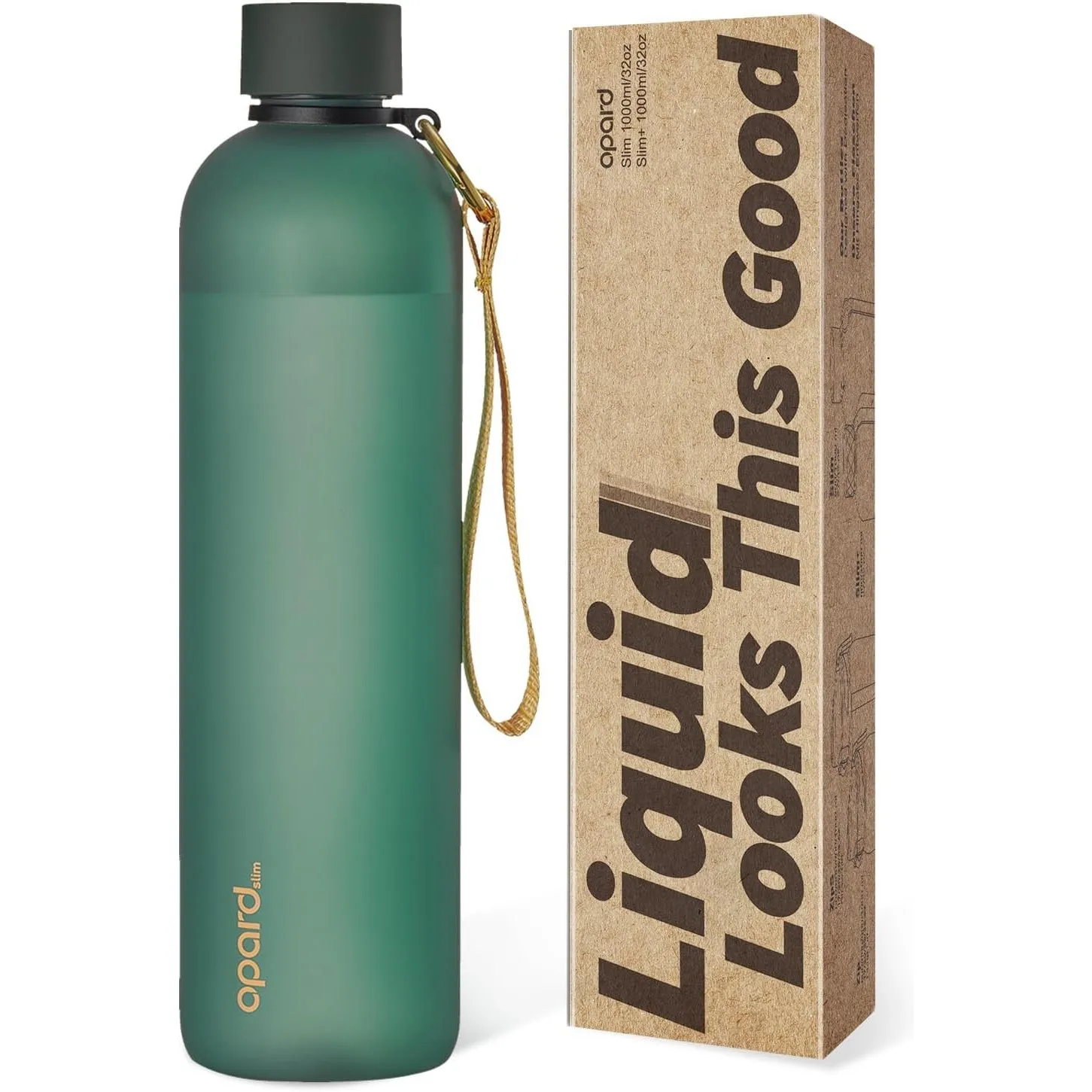 Opard Slim Trinkflasche 1l, Kohlensäure geeignet Wasserflasche, Water Bottle Spülmaschinenfest, BPA frei Plastik, Ausla…