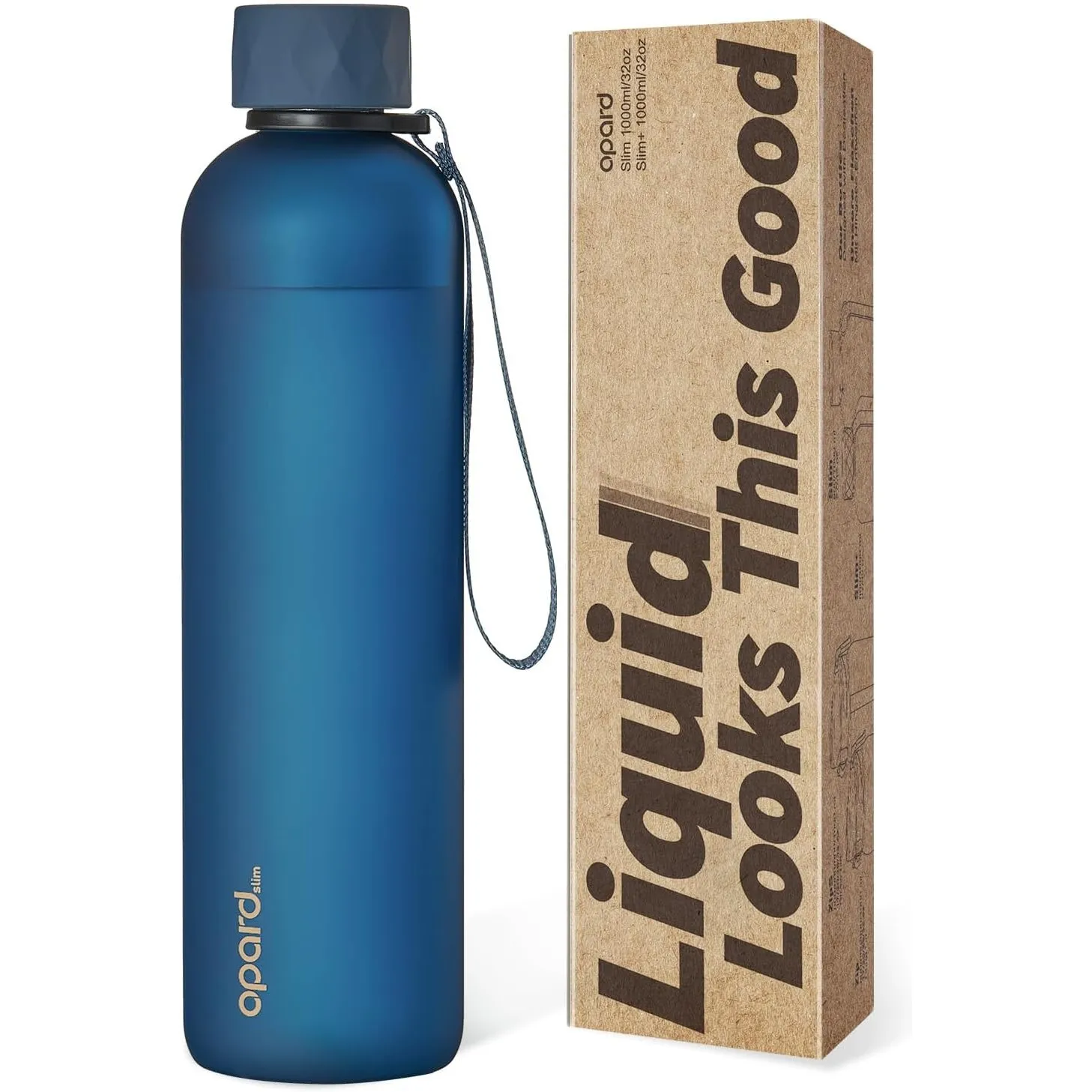 Opard Slim Pro Trinkflasche 1l, Kohlensäuregeeignete Wasserflasche mit facettiertem gummiertem Griff, BPA-freiem Plasti…