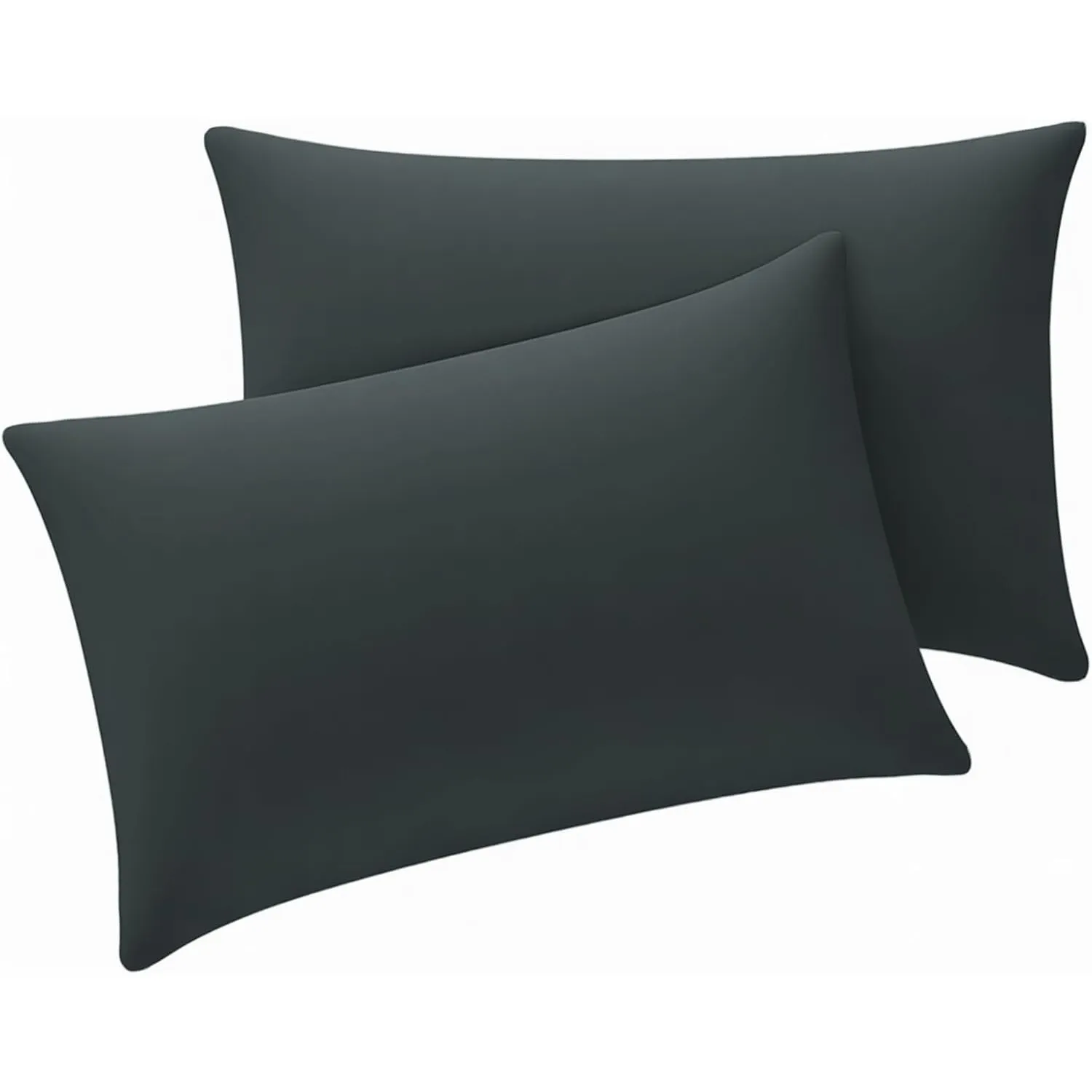 Kissenbezug 30x50 2er Set - Kopfkissenbezug 50x30 Anthrazit mit Reißverschluss aus Mikrofaser Weich, 30 x 50 cm Grau Pi…