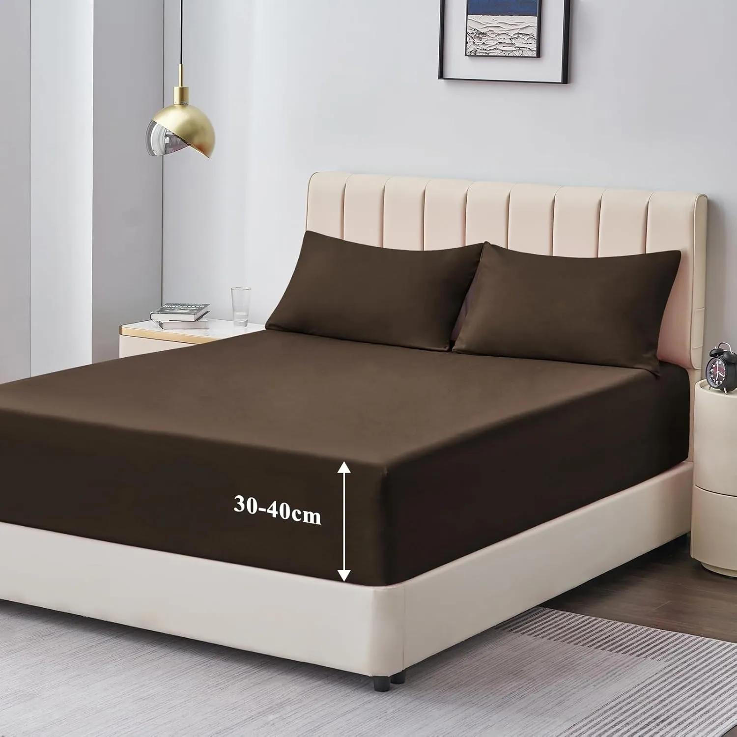 Aisbo Spannbettlaken 180x200cm Bettlaken Boxspringbett - Bett Laken Braun 180x200 aus Premium Mikrofaser, weiches Spann…