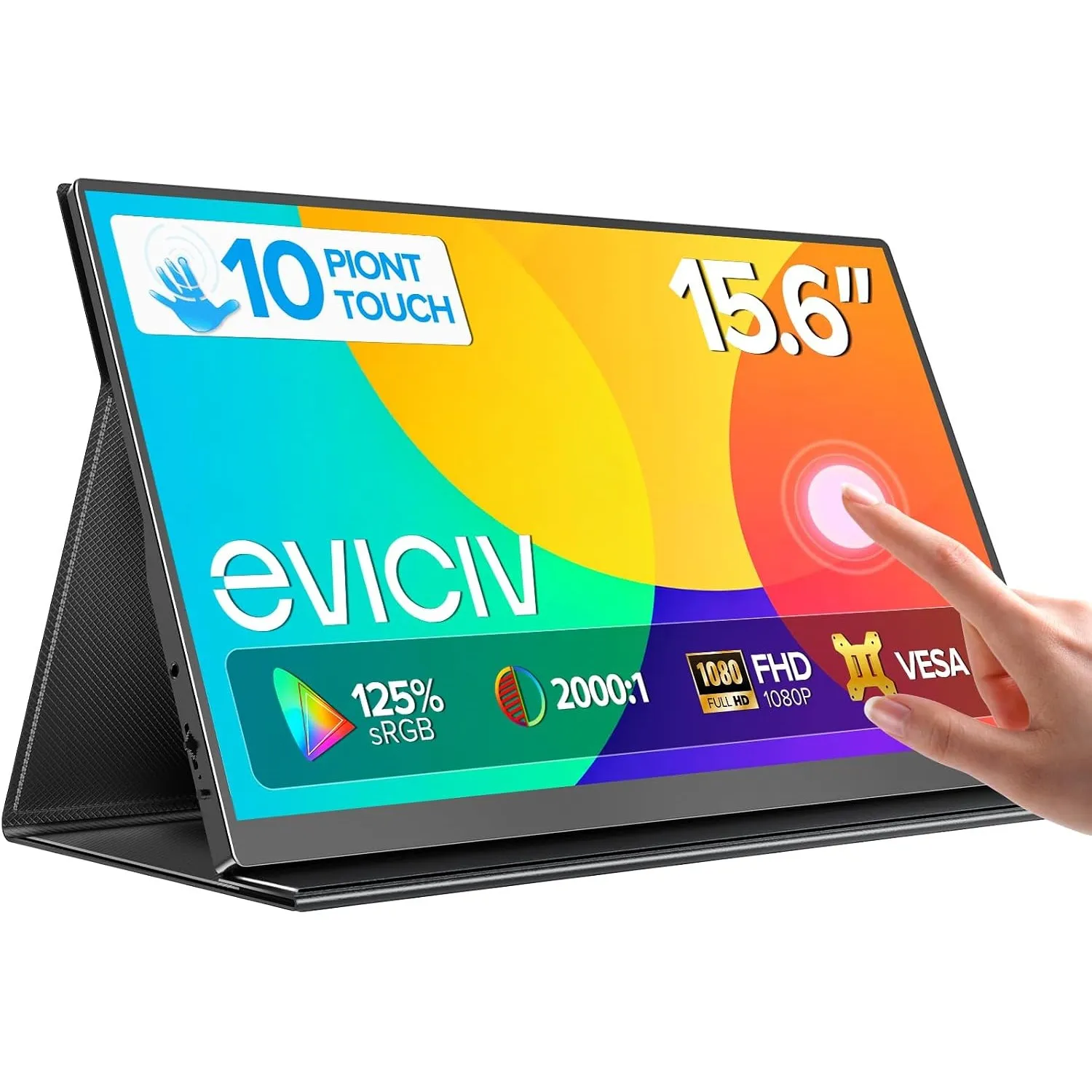 EVICIV Portable Monitor Touchscreen 15,6 Zoll 125% sRGB 1080P 2000:1 Matter | Tragbarer Bildschirm 10-Punkt Touch Scree…