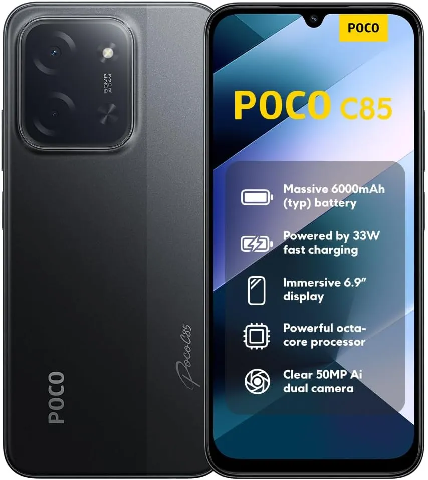 XIAOMI Poco C85, Smartphone 6+128GB, 6,9" 120Hz Display 7,99mm Design, MediaTek Helio G81-Ultra Octa-Core, 50MP AI-Zwei…