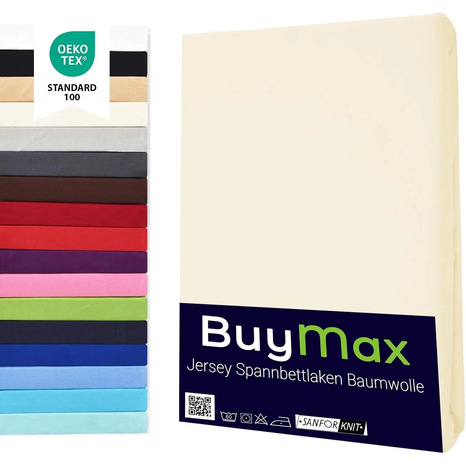 Buymax Spannbettlaken 140x200cm Doppelpack 100% Baumwolle Spannbetttuch Bettlaken Jersey, Matratzenhöhe bis 25 cm, Farb…