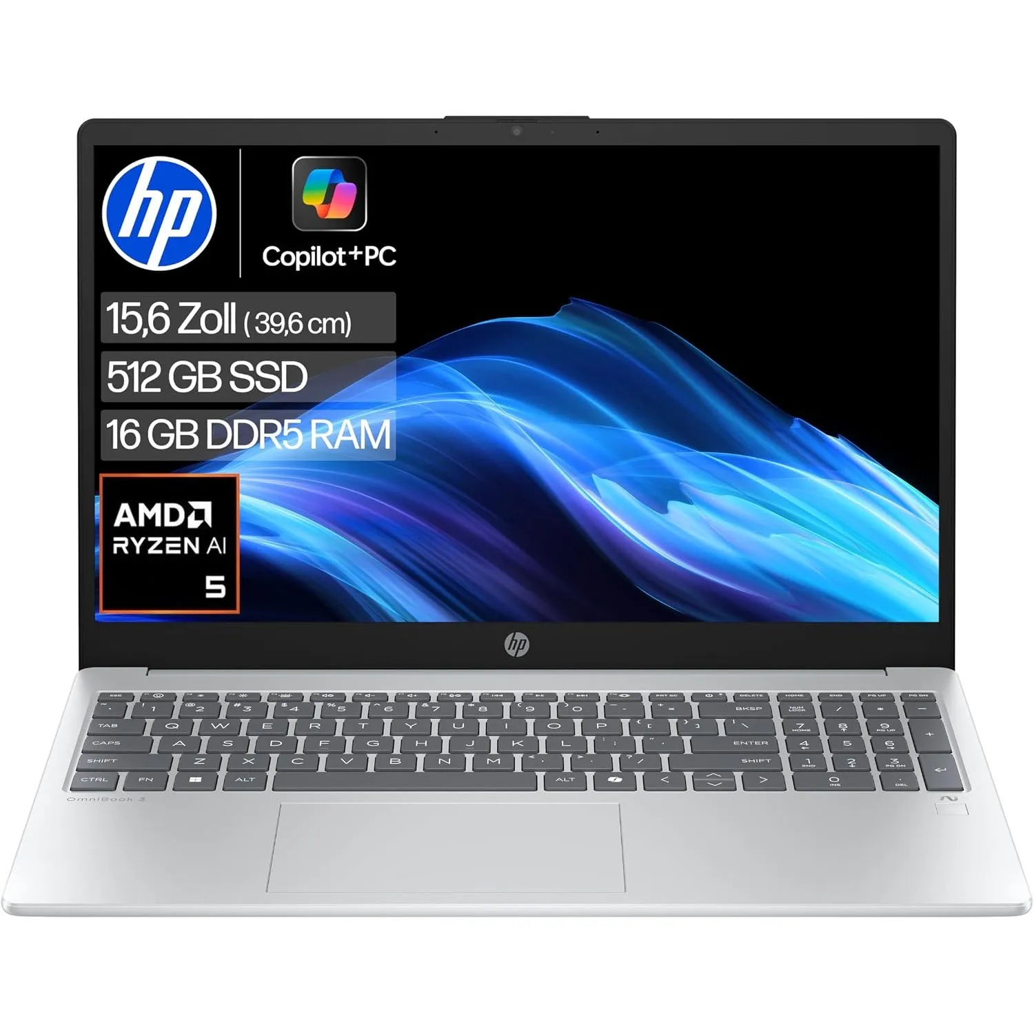 HP OmniBook 3 Next Gen AI PC 15-fn0523ng | Copilot+ PC | 15.6 Zoll FHD Display (1920 x 1080) | AMD Ryzen AI 5 330 (50 N…