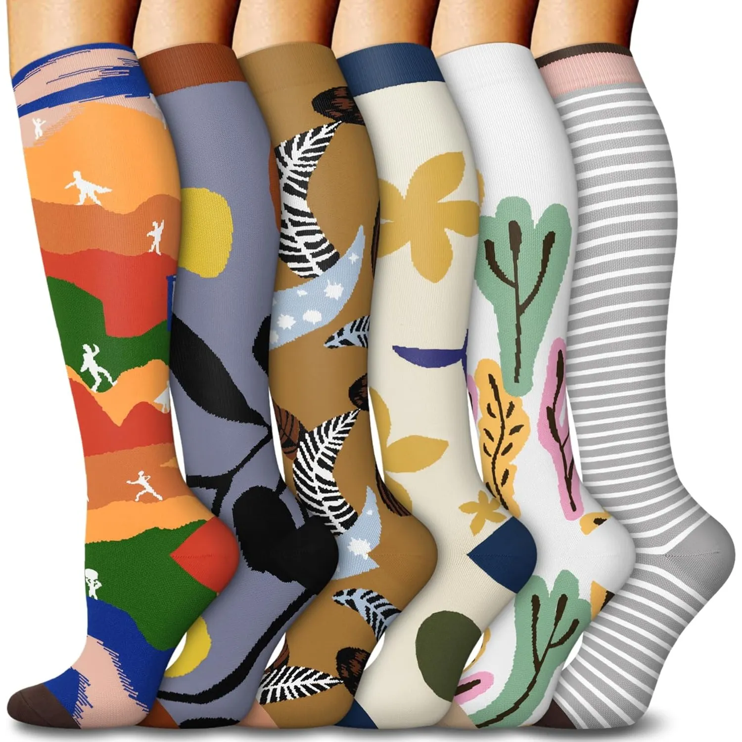 6 Paar Kompressionsstrümpfe Damen Herren Kniestrümpfe Stützstrümpfe | Compression Socks Sport Thrombosestrümpfe für Flu…