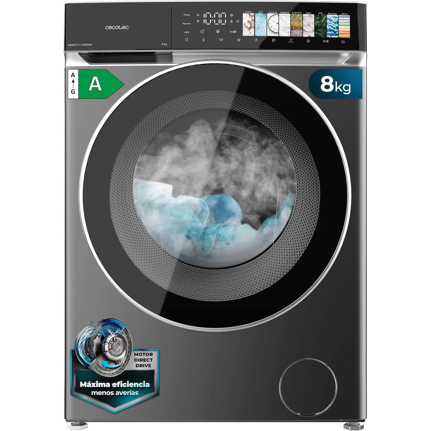 Cecotec Waschmaschine 8 kg Bolero DressCode 8970 Direct Drive Steel