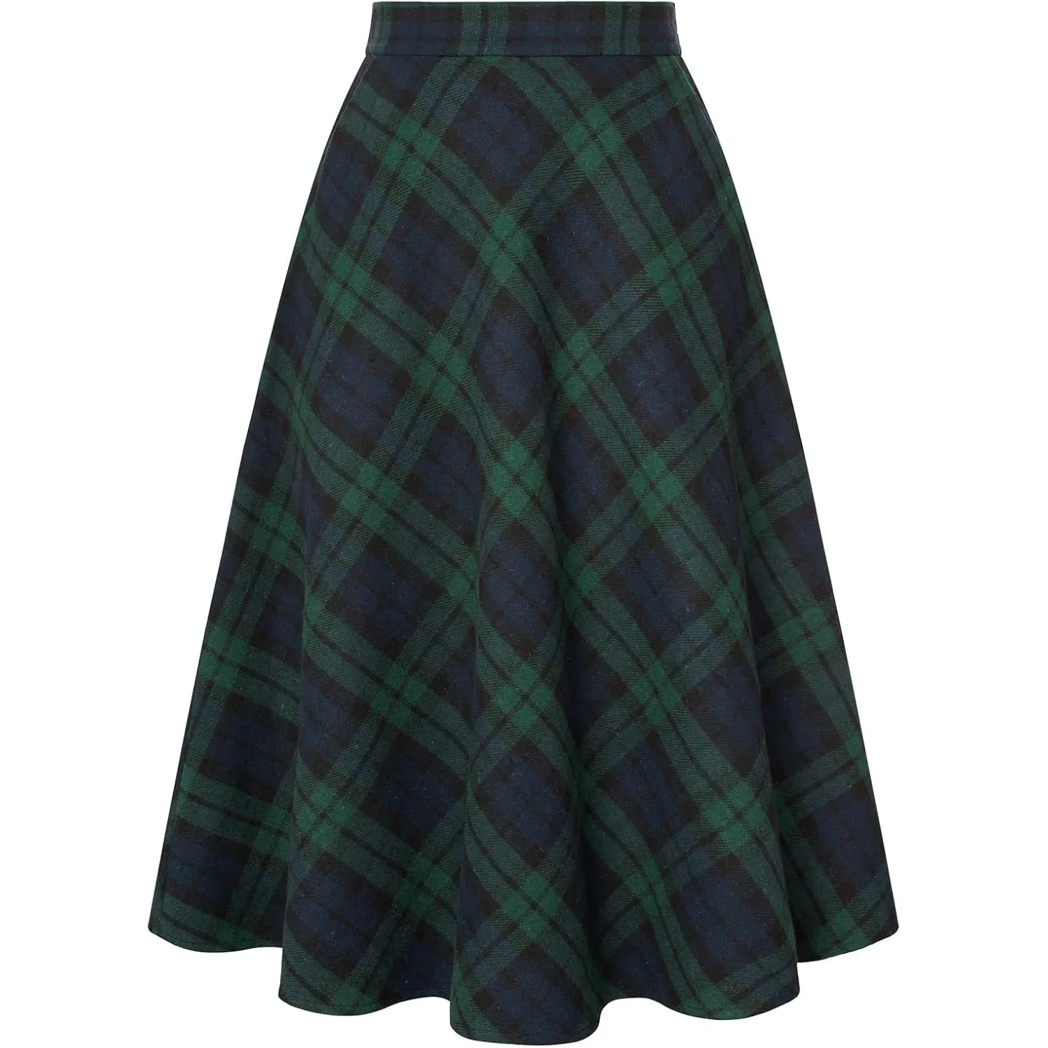 Belle Poque Damen Karierten Röcke Vintage Hoch Taillierte A‑Linie Midi‑Rock