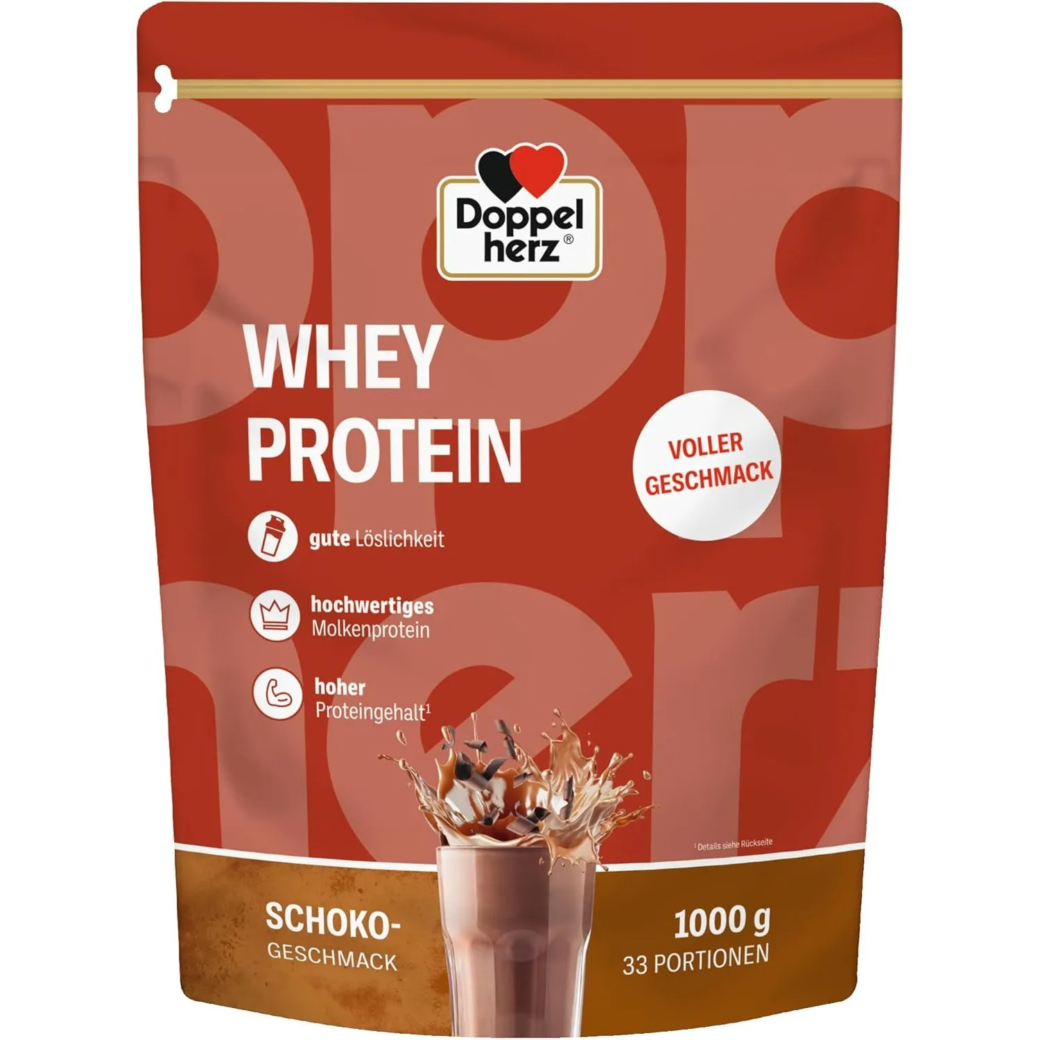 Doppelherz WHEY PROTEIN Schoko – Proteinpulver auf Molkenbasis in bewährter Doppelherz-Qualität 1000g