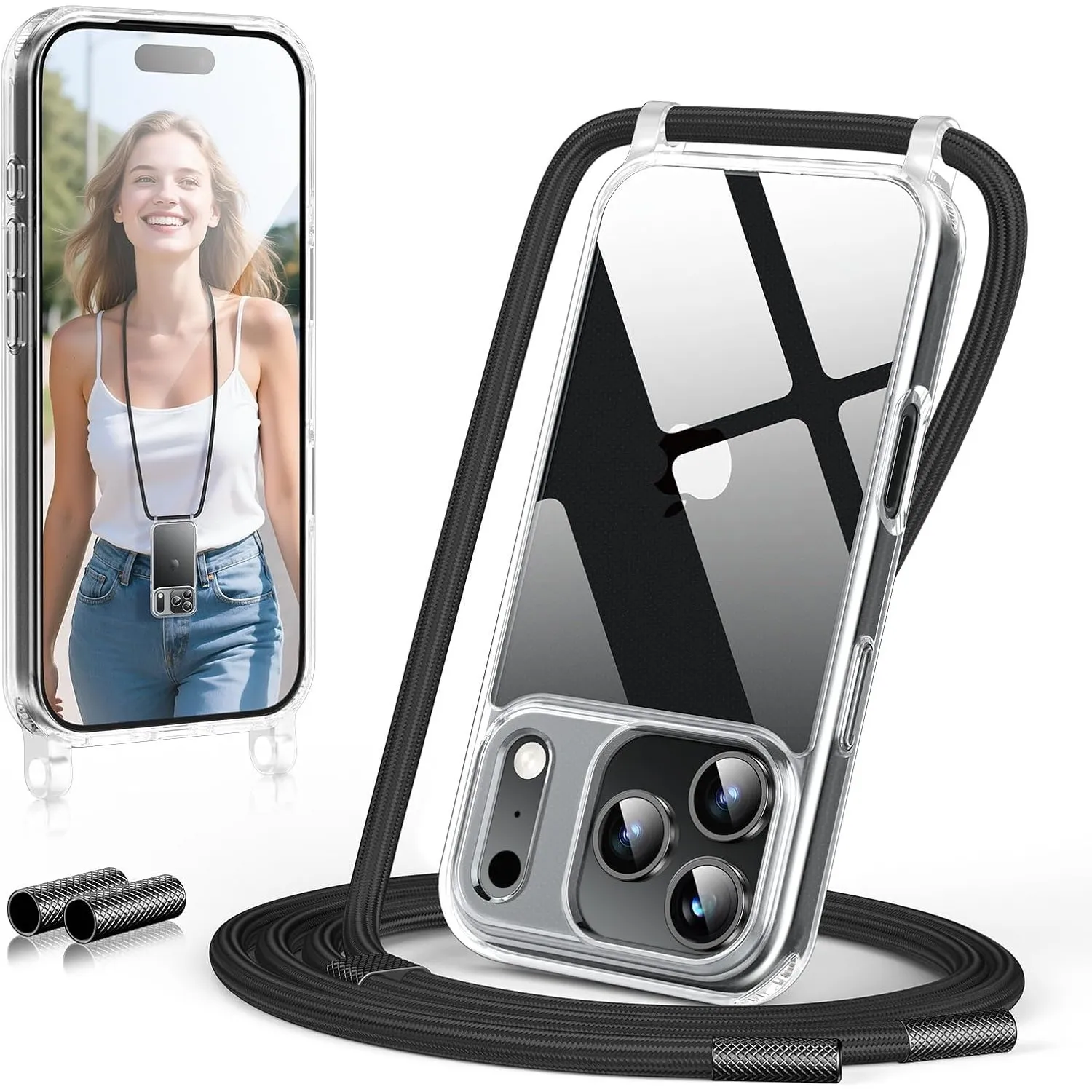 GOODVISH Handykette für iPhone 17 Pro Hülle mit Band, Kameraschutz und Bildschirmschutz, Necklace Handyhülle mit Schnur…