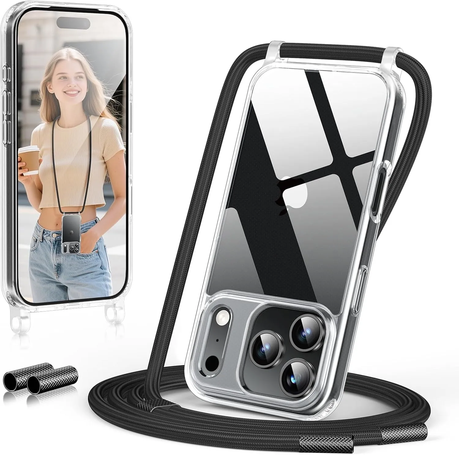 GOODVISH Mobile Phone Chain for iPhone 17 Pro Max Case with Strap, Camera Protection and Screen Protector, Necklace Mob…