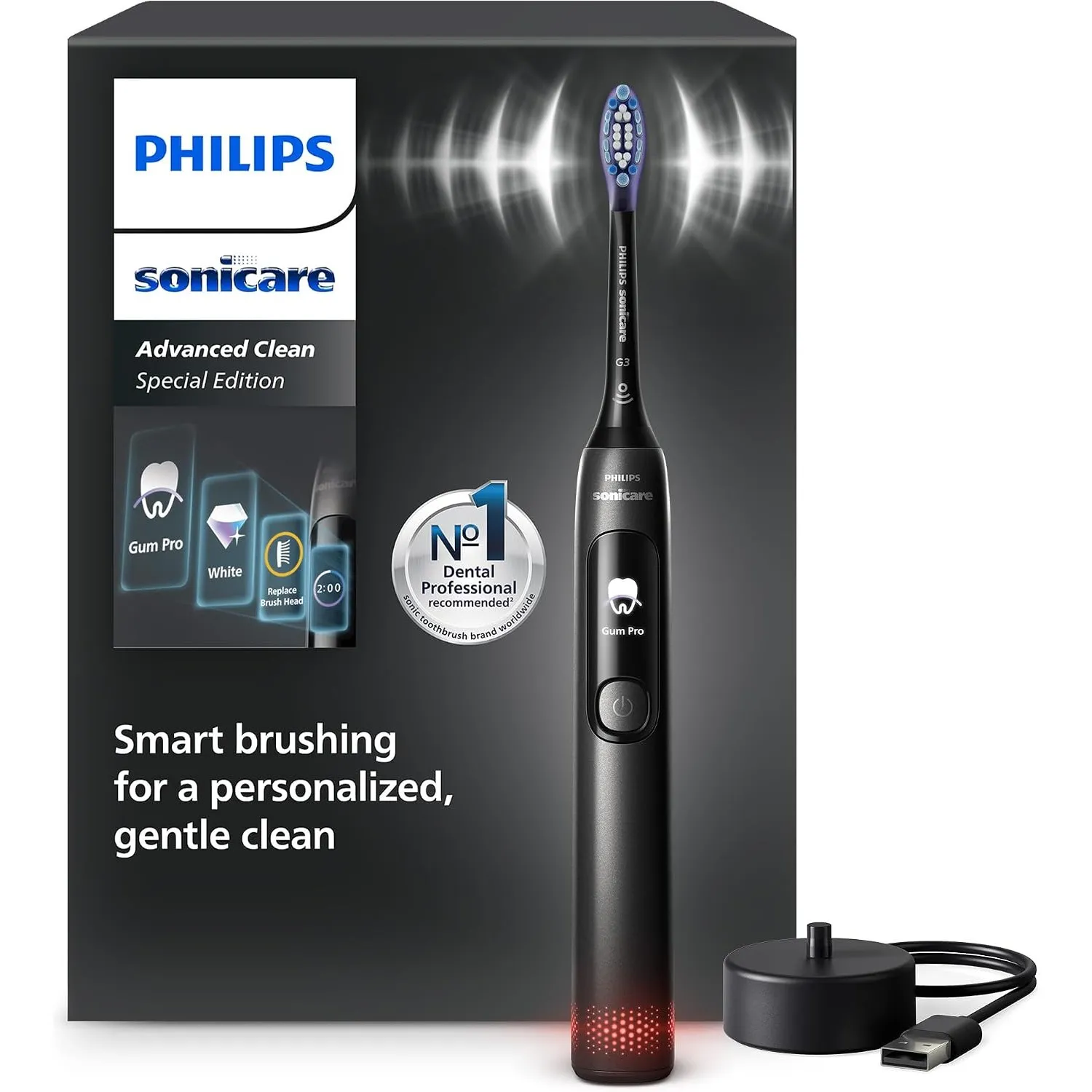 Philips Sonicare AdvancedClean Limited Edition Elektrische Zahnbürste - Smart Screen, Drucksensor, Erinnerungsfunktion …