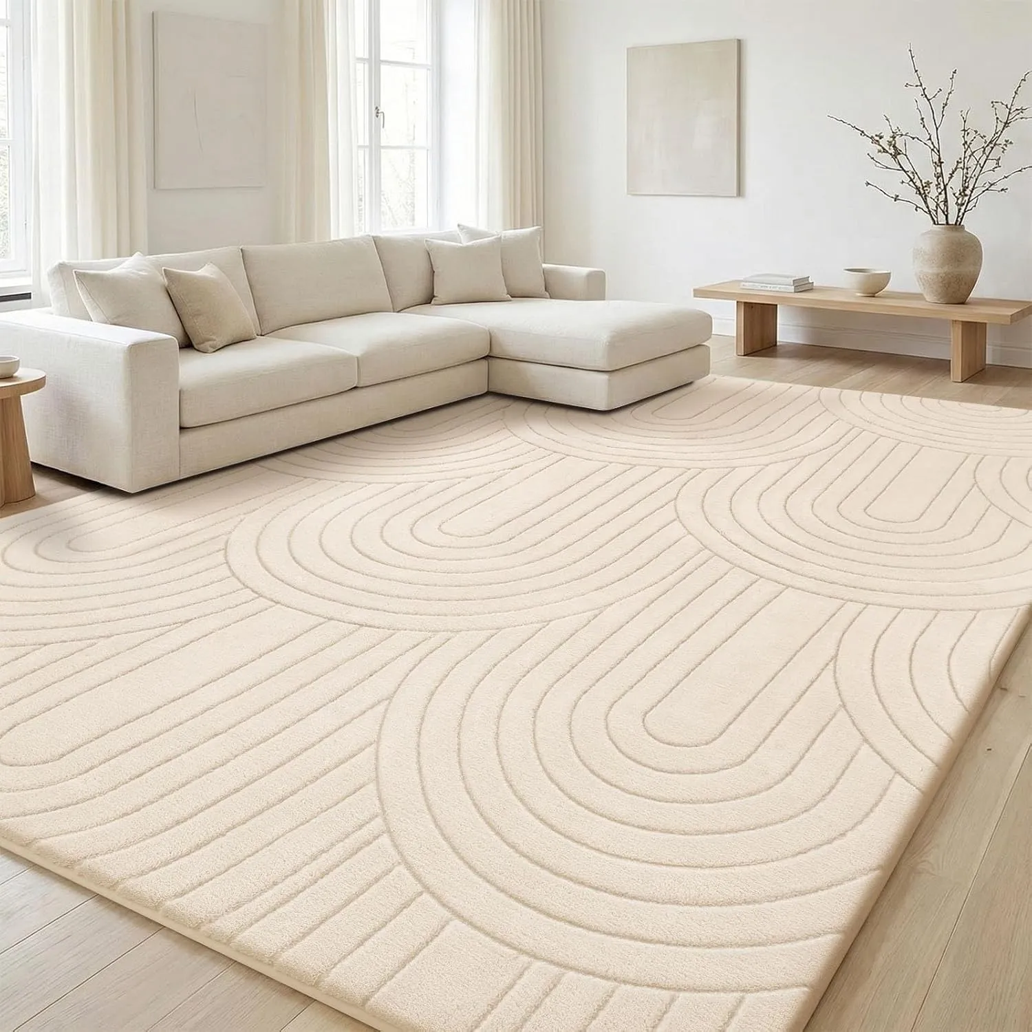 Treeboy Teppich Wohnzimmer 160 X 230 cm Beige Carpet Teppiche Schlafzimmer