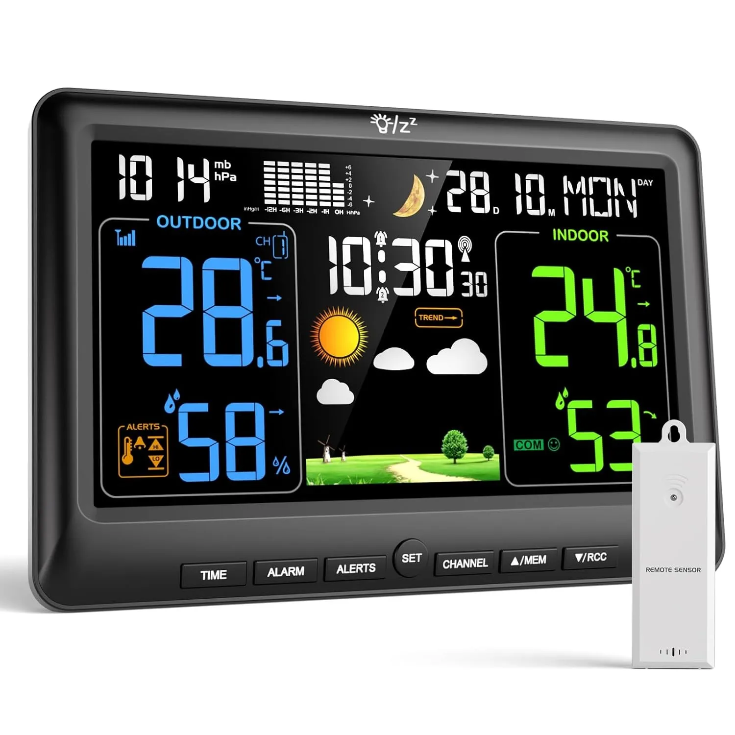 LIORQUE Wetterstation Funk mit 1 Außensensor Digital Thermometer Hygrometer