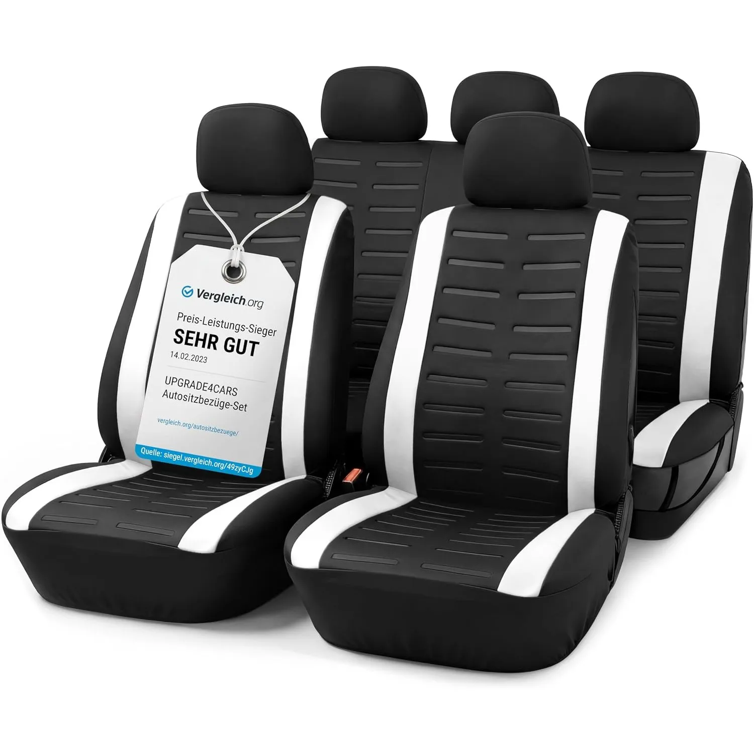 Upgrade4cars Autositzbezüge Set Universal Version 2026 Weiß Schonbezüge