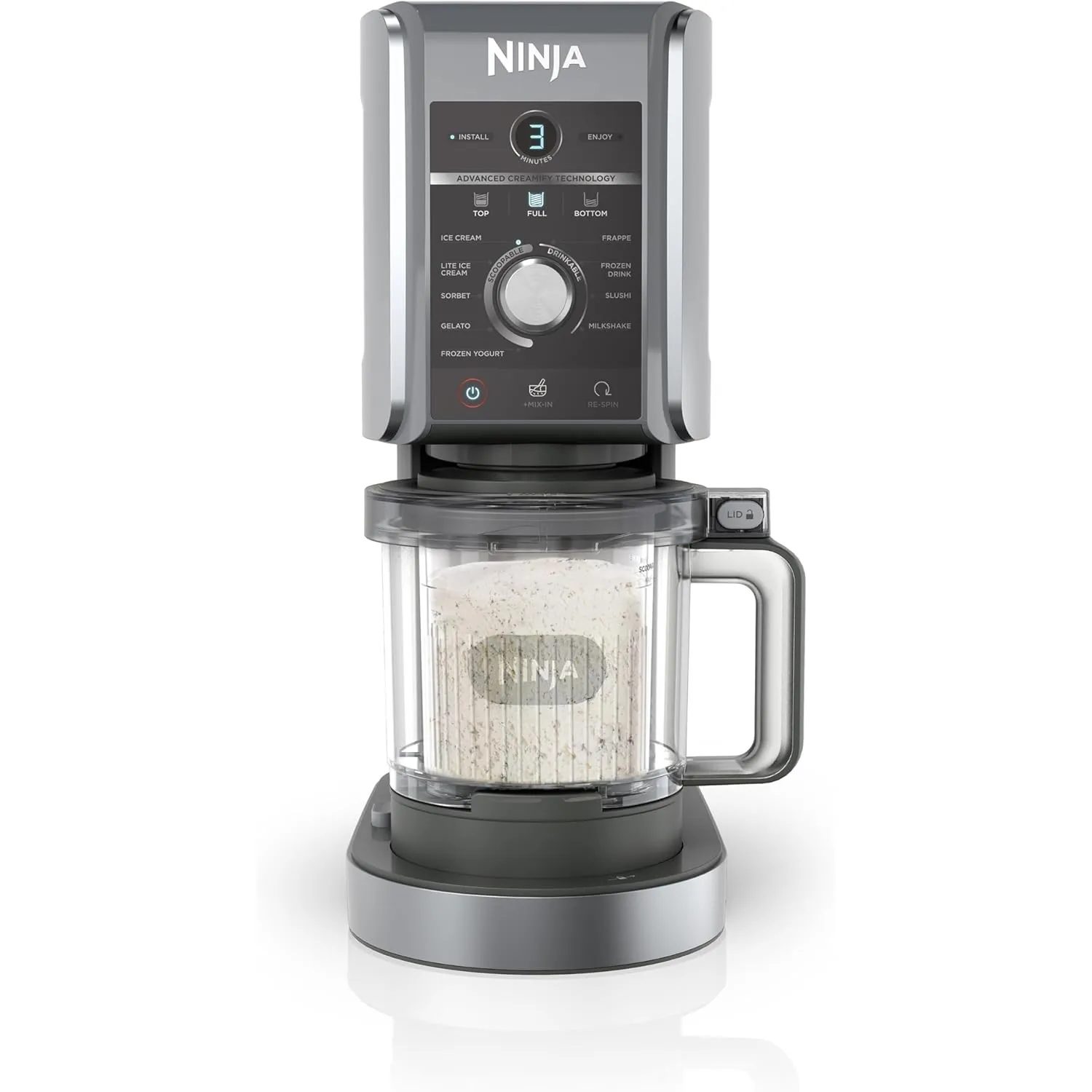 Ninja CREAMi Deluxe Eis-und Eisgetränkmaschine, mit 2 Bechern, Silber