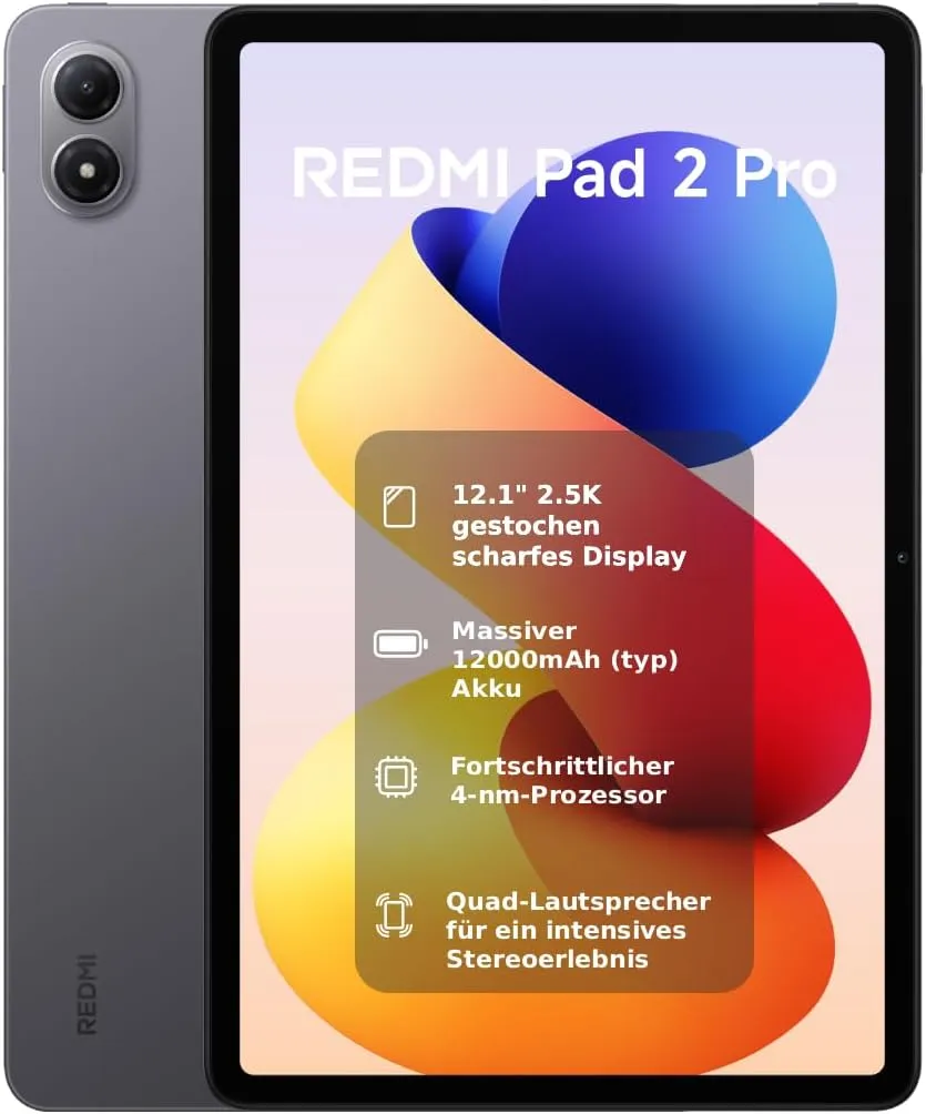 XIAOMI REDMI Pad 2 Pro, 6+128GB, 12,1" 2,5K 120Hz Display, Riesiger 12.000mAh (typ) Akku, 4nm Prozessor, Nahtlose Konne…