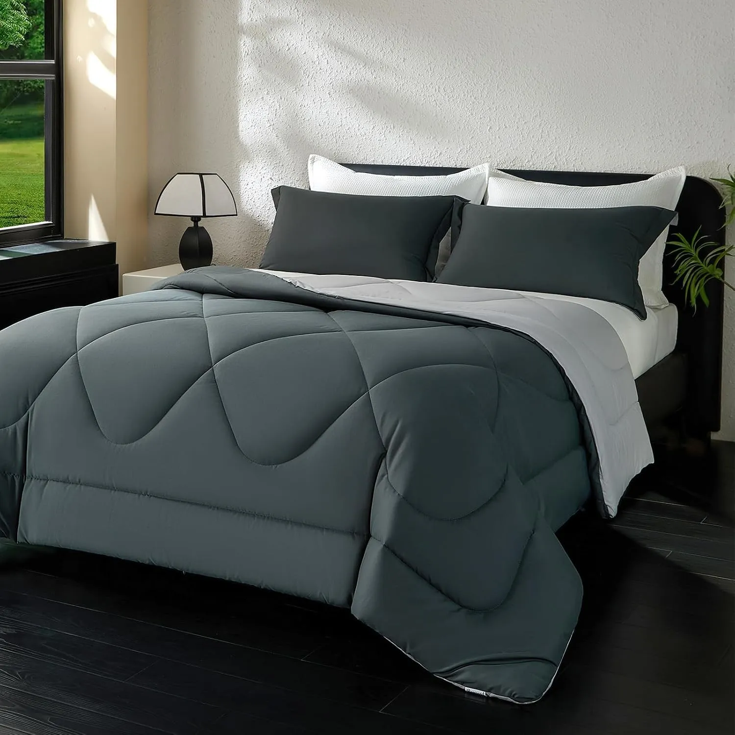 beeweed Bettdecke Ohne Bezug 135x200 cm, Kohlen Grau/Hellgrau
