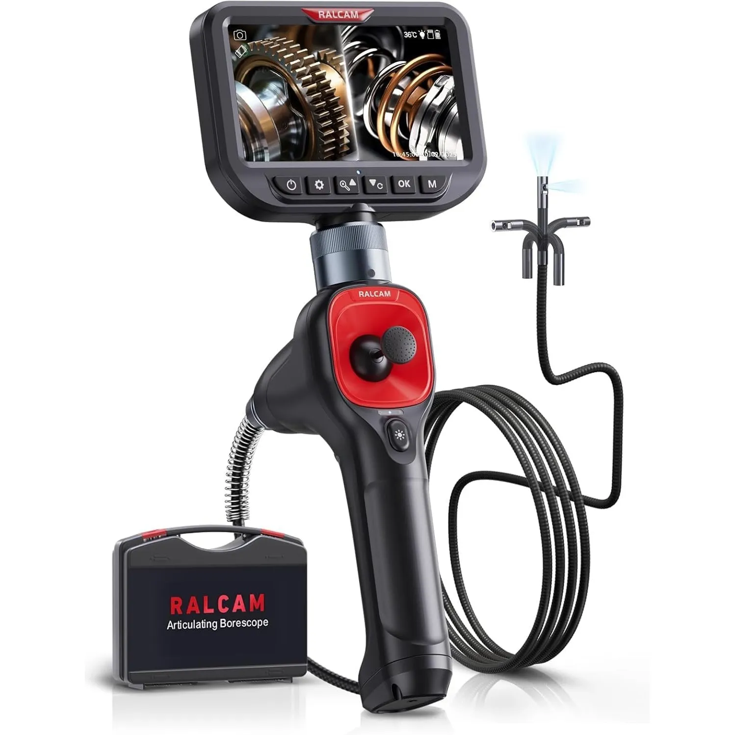 Ralcam Endoskopkamera mit Licht Endoscope Camera - 360° Endoskop Schwenkbarer 720P Inspektionskamera mit Licht Rohrkame…