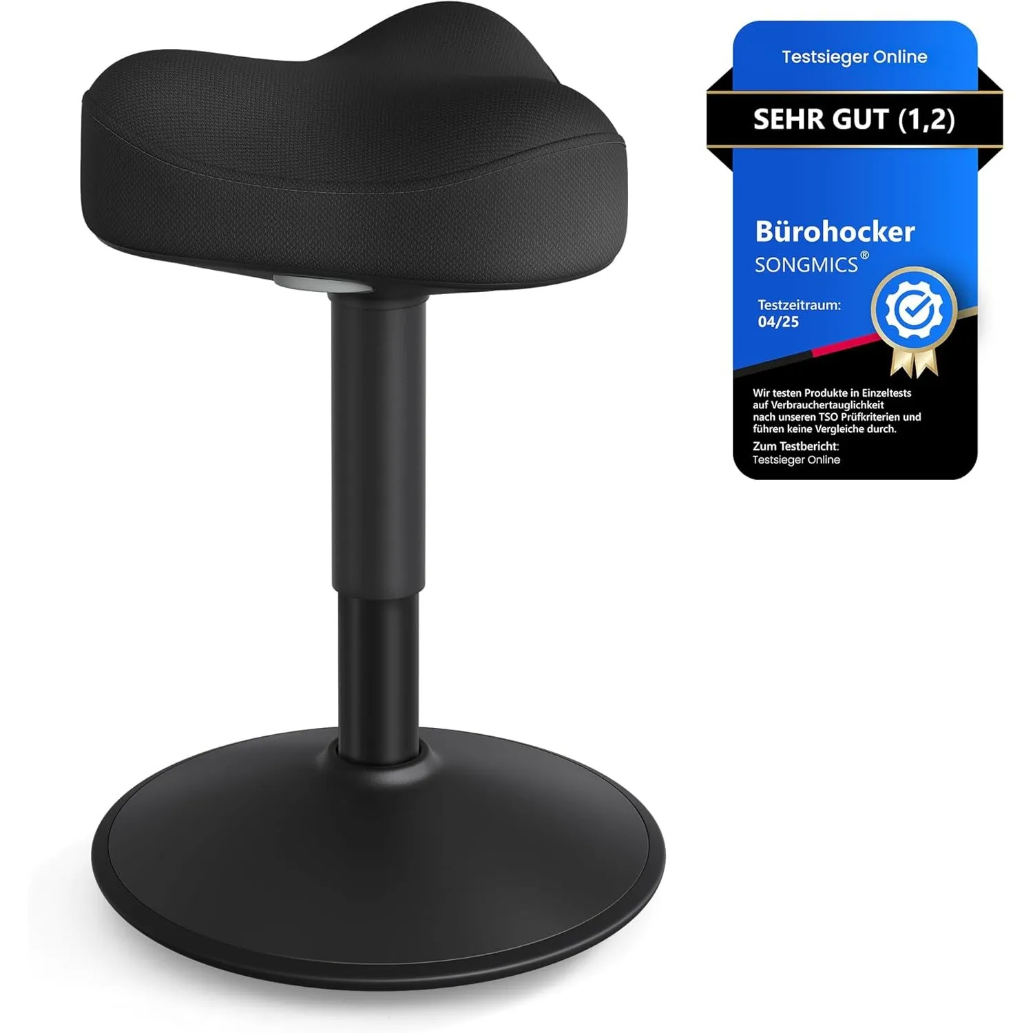SONGMICS Stehhocker, um 360° neigbar, höhenverstellbar 48-65.5 cm