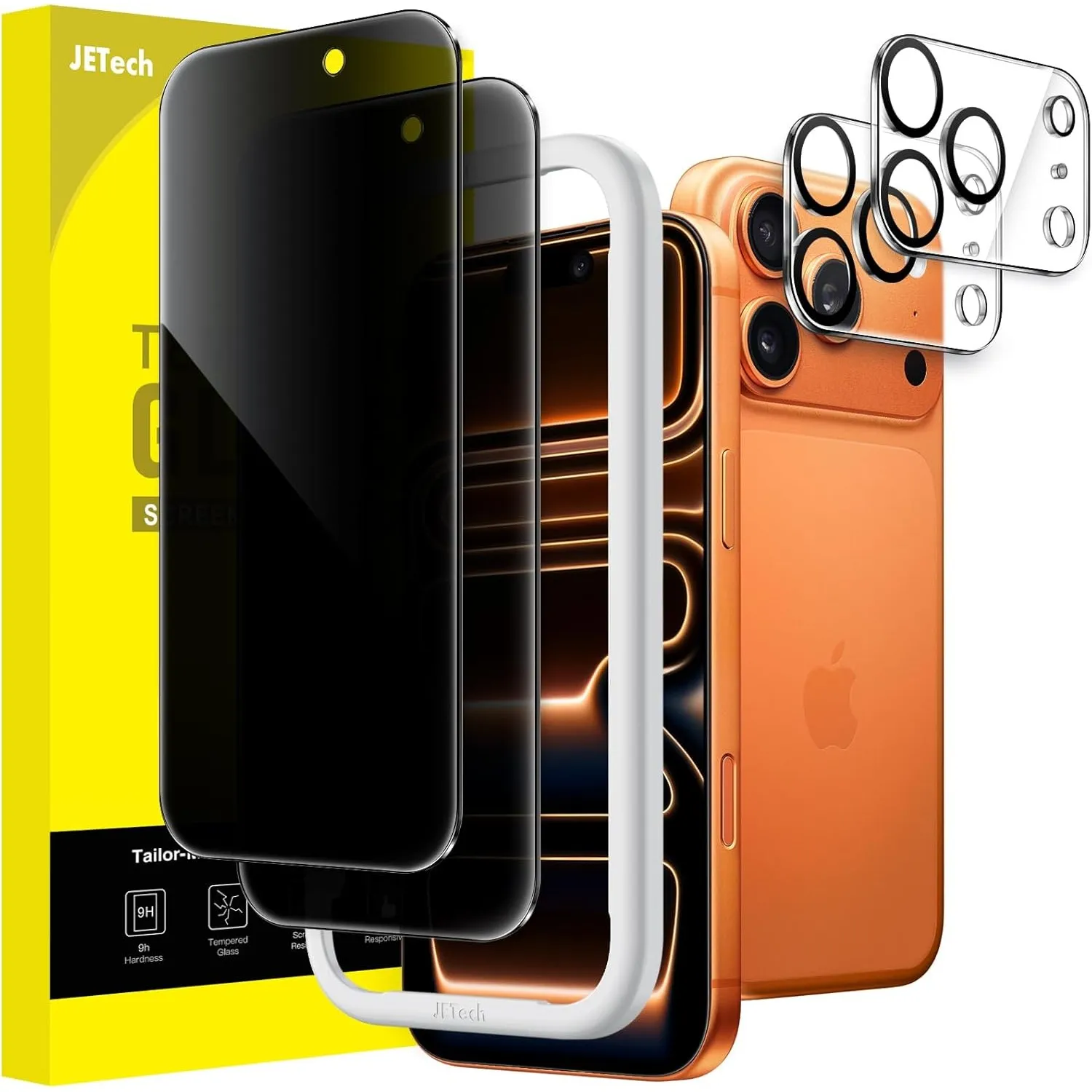 JETech Sichtschutz für iPhone 17 Pro Max 6,9 Zoll mit Kameraschutz, Anti-Spy Gehärtete Glas Schutzfolie, Einfaches Inst…