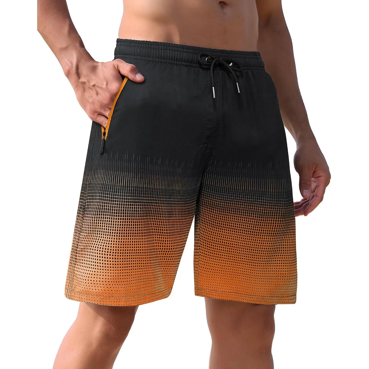 APTRO Herren Badehose Lang Badeshorts mit Mesh-Futter Schnelltrocknend Boardshorts mit Reißverschlusstaschen Sport Shor…