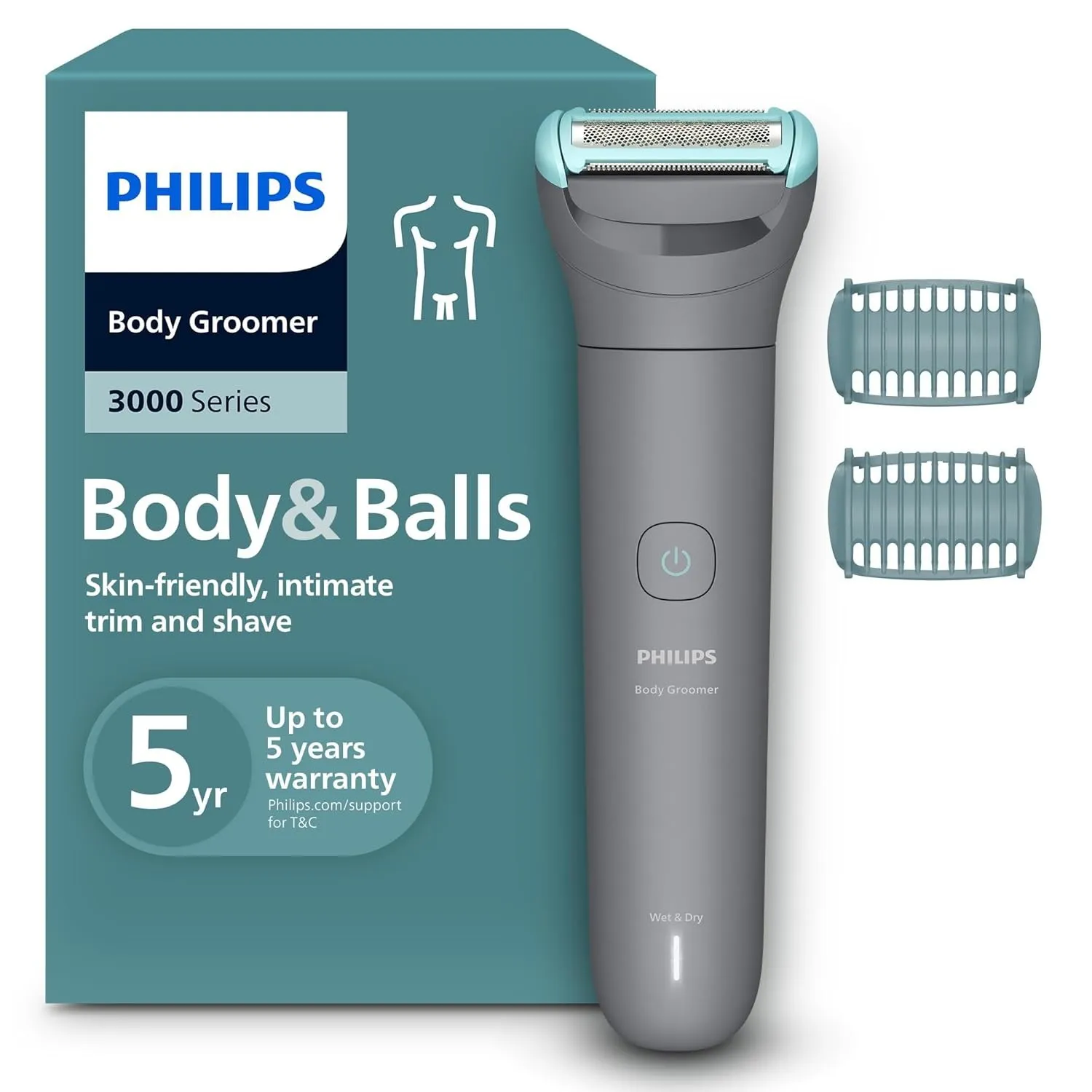 Philips Bodygroom 3000er-Serie – Herrentrimmer mit Dreifachschutz-Rasiersystem, trimmen und rasieren im Intimbereich, h…
