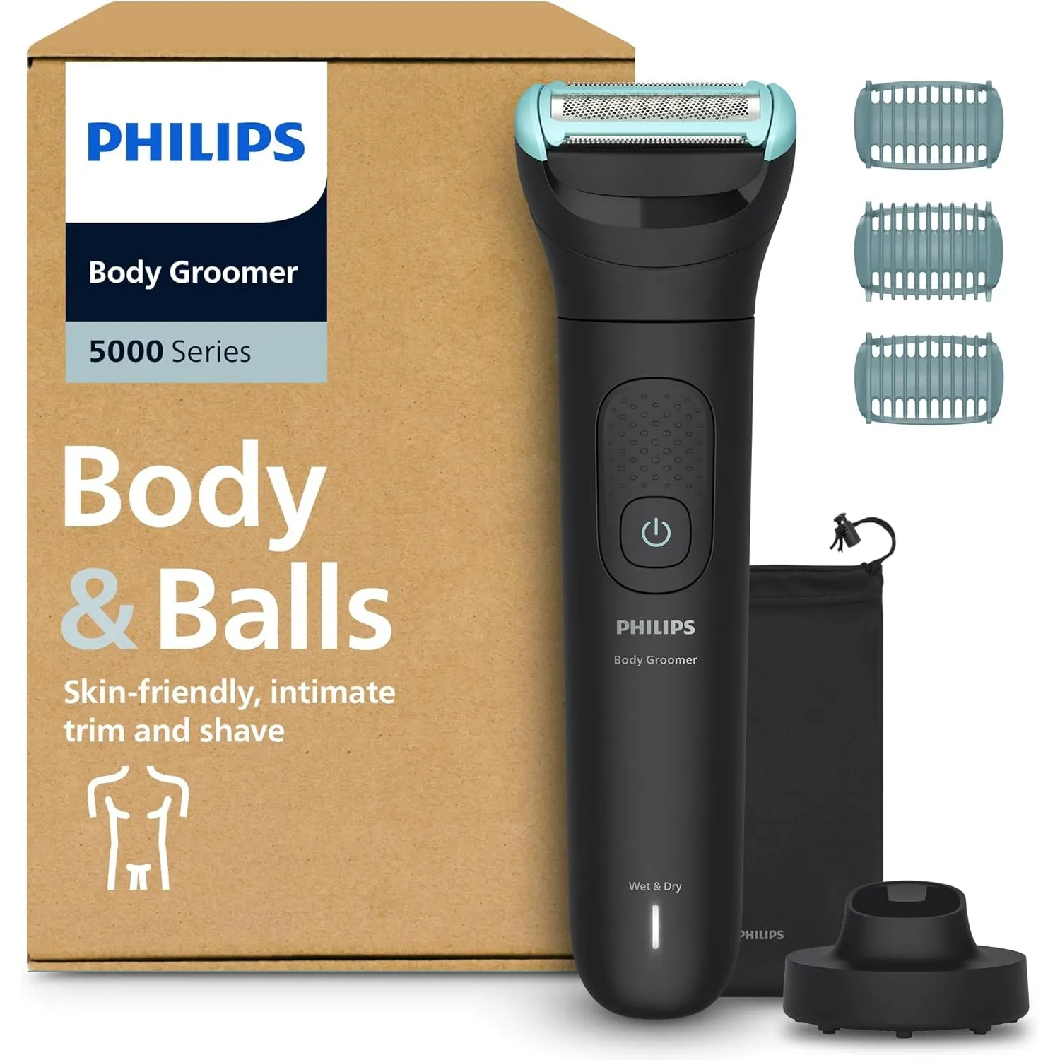 Philips Bodygroom Series 5000 – Trimmer für Männer mit Rasiersystem mit Dreifachschutz, auch zur Nutzung im Intimbereic…