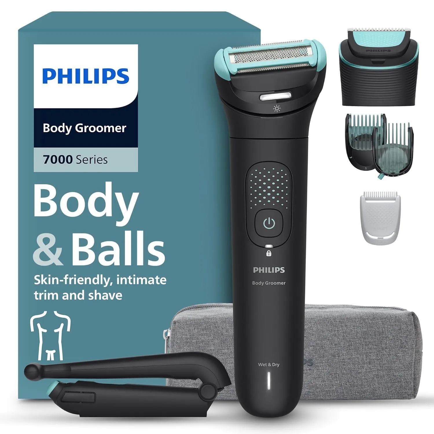Philips Bodygroom Series 7000 – Trimmer für Männer, flexiblem 2D-Scherkopf Dreifachschutz -austauschbare Scherköpfe, Nu…