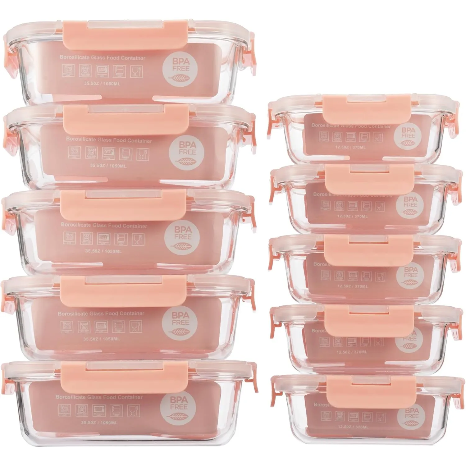 salient Glas-Frischhaltedosen Set Brotdosen meal prep boxen mitgebrachtes Essen Glasbehälter mit deckel,Aufbewahrungsbo…