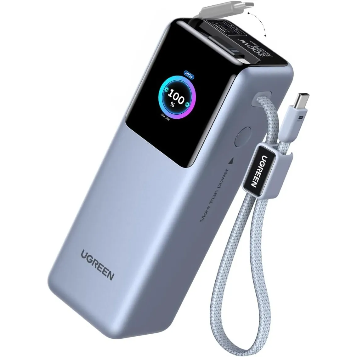 UGREEN Nexode Pro Power Bank 25000mAh 200W mit 2 Integrierten USB-C Kabeln