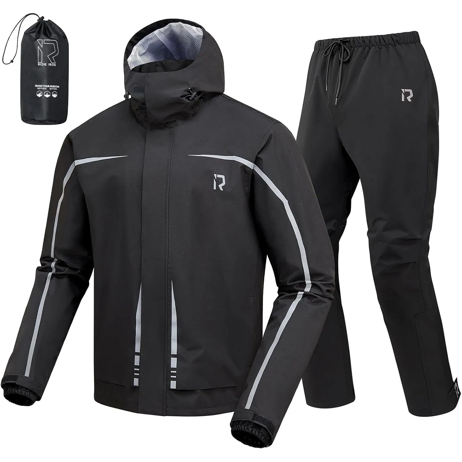 RIDEIRON Regenjacke Herren Set Motorrad Regenkombi Herren Regenjacke Herren Wasserdicht Atmungsaktiv Reflektierend Leic…