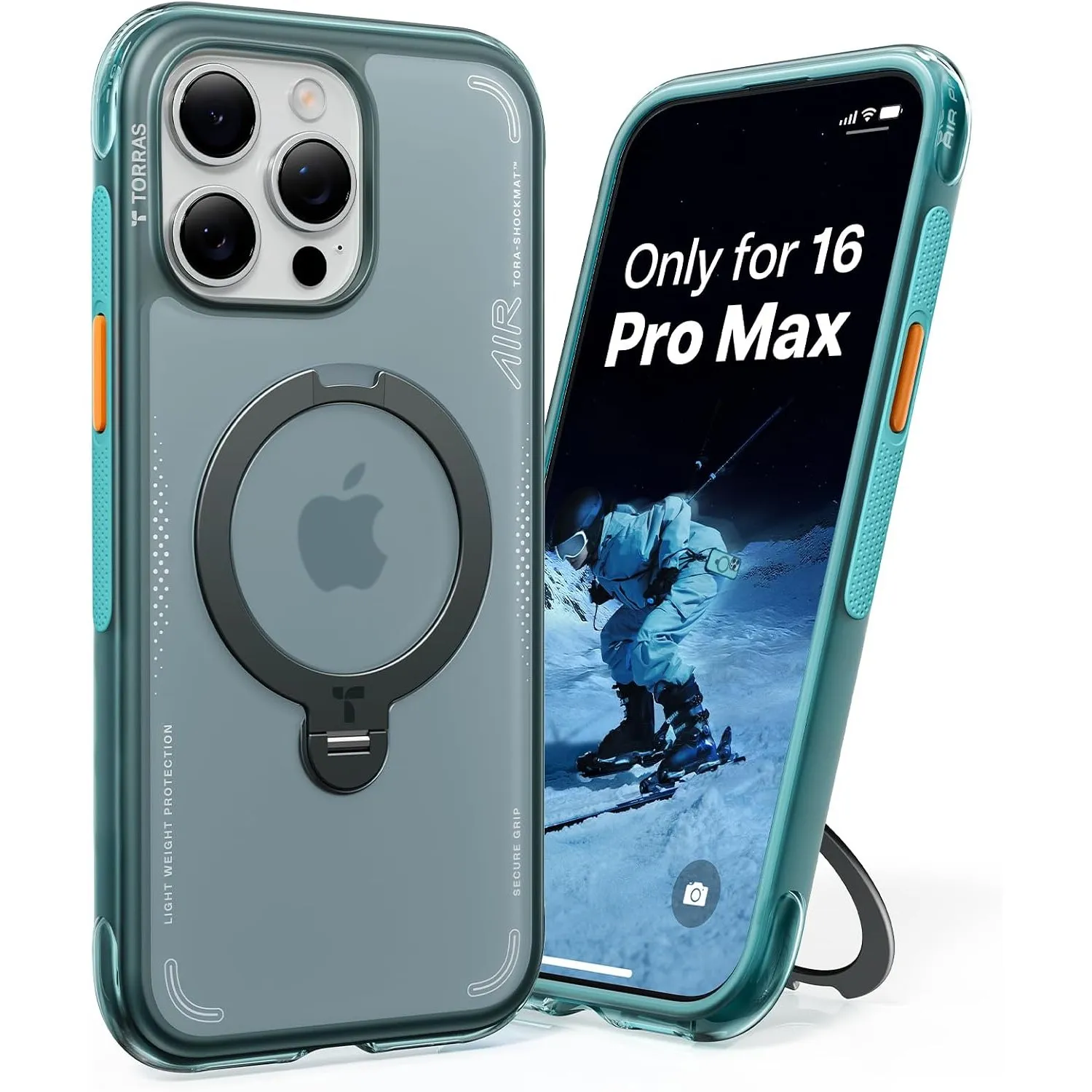 TORRAS Ostand Q3 Air für iPhone 15 Pro Max Hülle mit echtem Airbags Doppelter Schutz (360° Magnetischer Robust Ständer)…