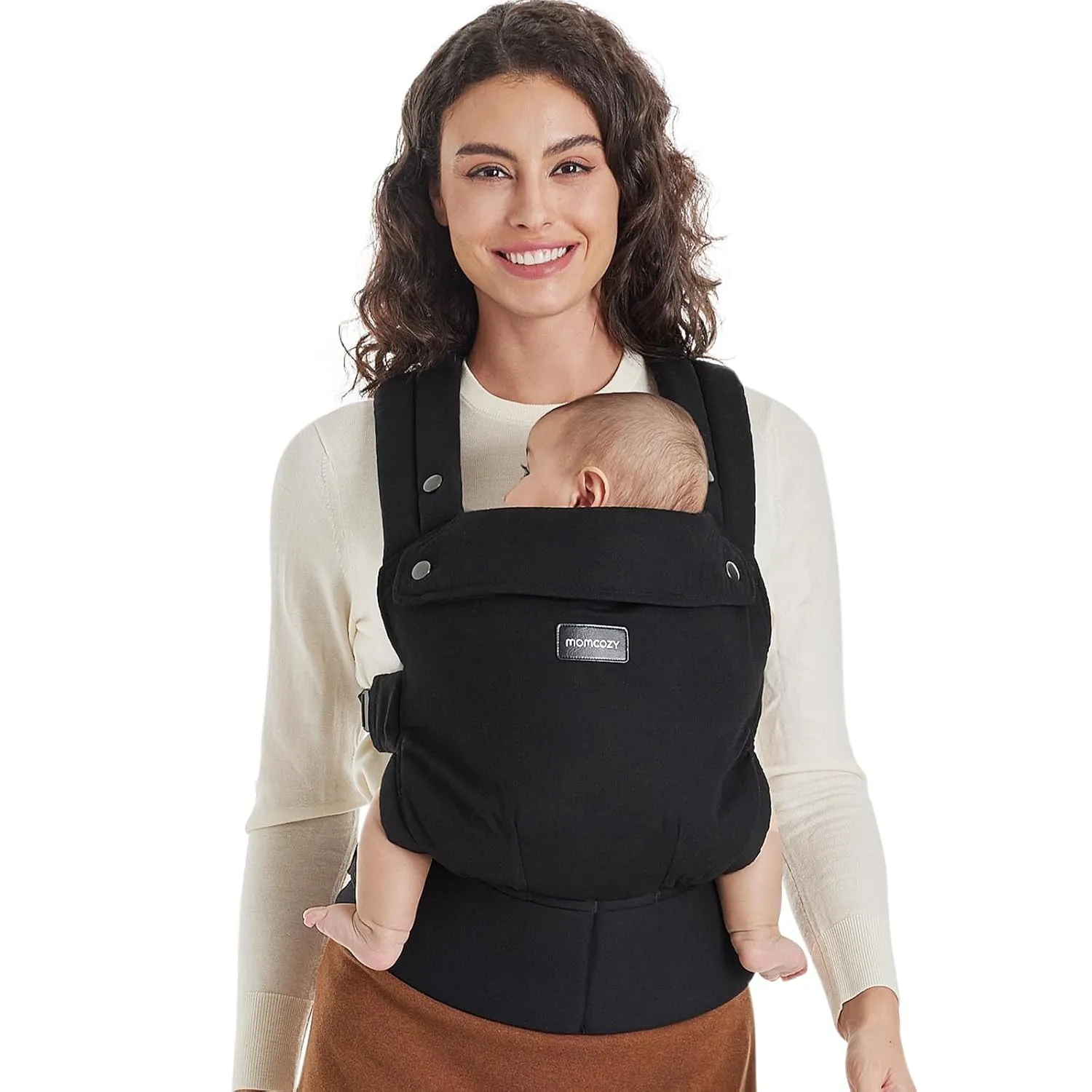 Momcozy Babytrage 100% Baumwolle ab Geburt, Schwarz