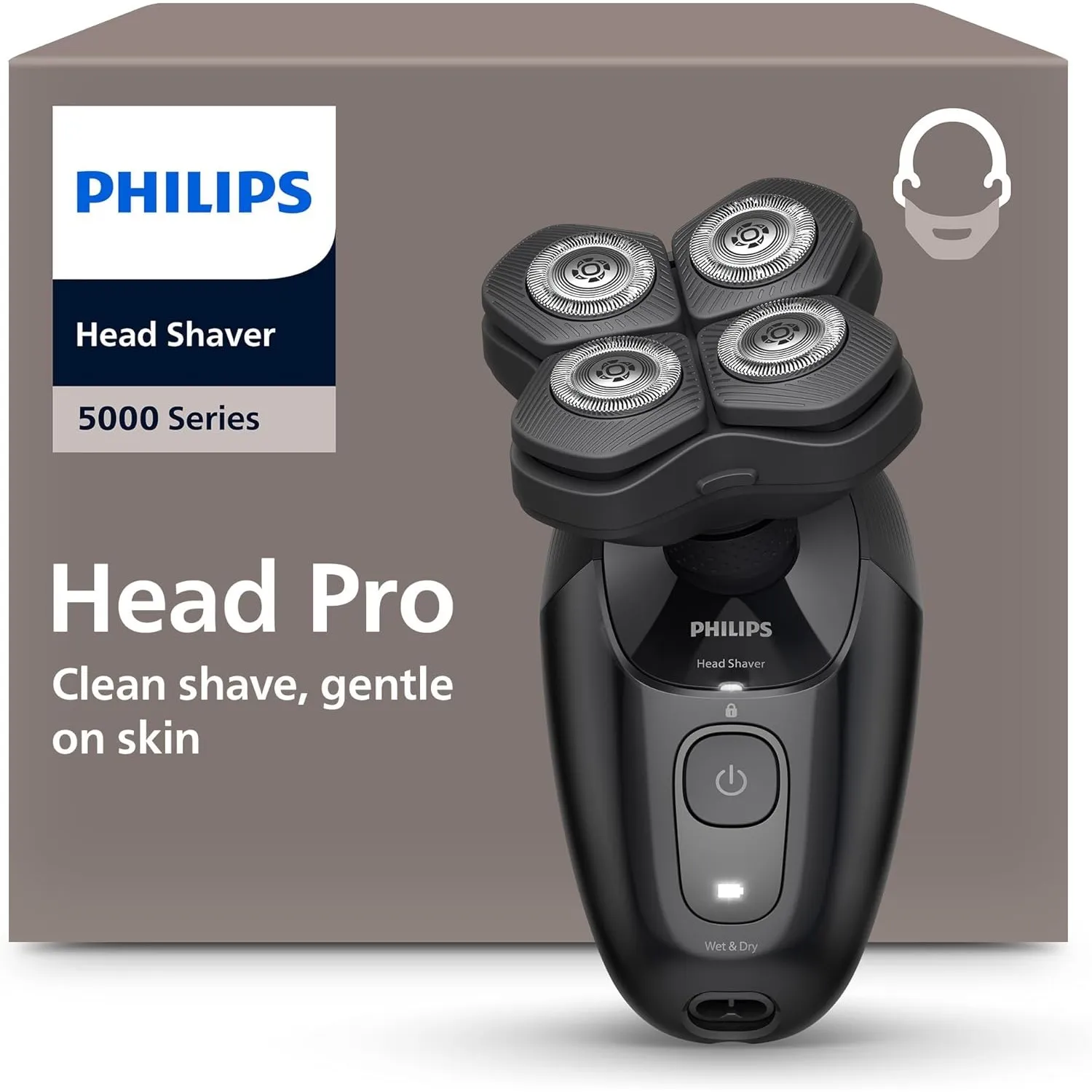 Philips Head Shaver Pro Series 5000 – Glatzenrasierer, elektrischer Rasierer für Herren und Frauen, flexibler 360°-Sche…