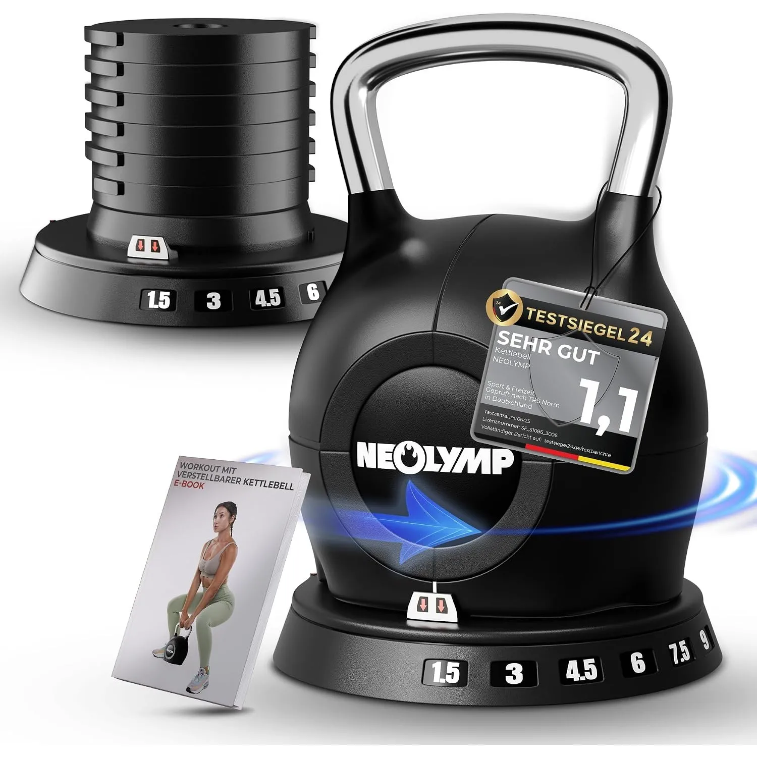 NEOLYMP Kettlebell Set 2-20 kg - 7-in-1 Kettlebell verstellbar für Ganzkörper-Workout Zuhause - Kugelhantel mit robuste…