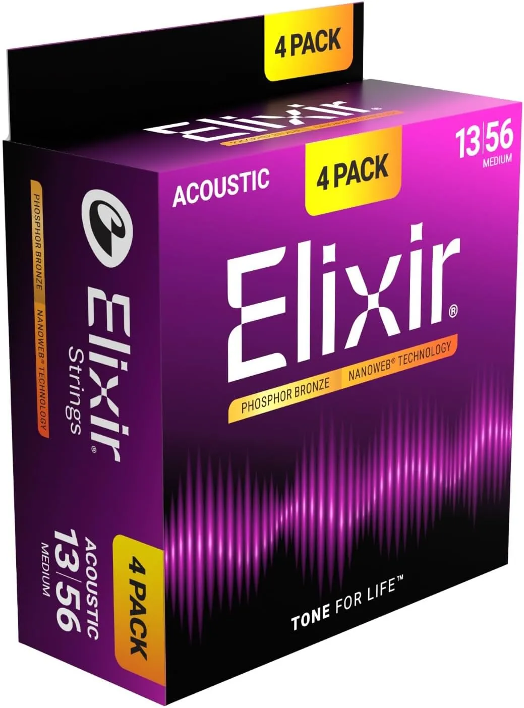 Elixir Saiten für Akustikgitarren aus Phosphorbronze mit NANOWEB -Technologie, Medium (.013-.056) — Exklusiv bei Amazon…
