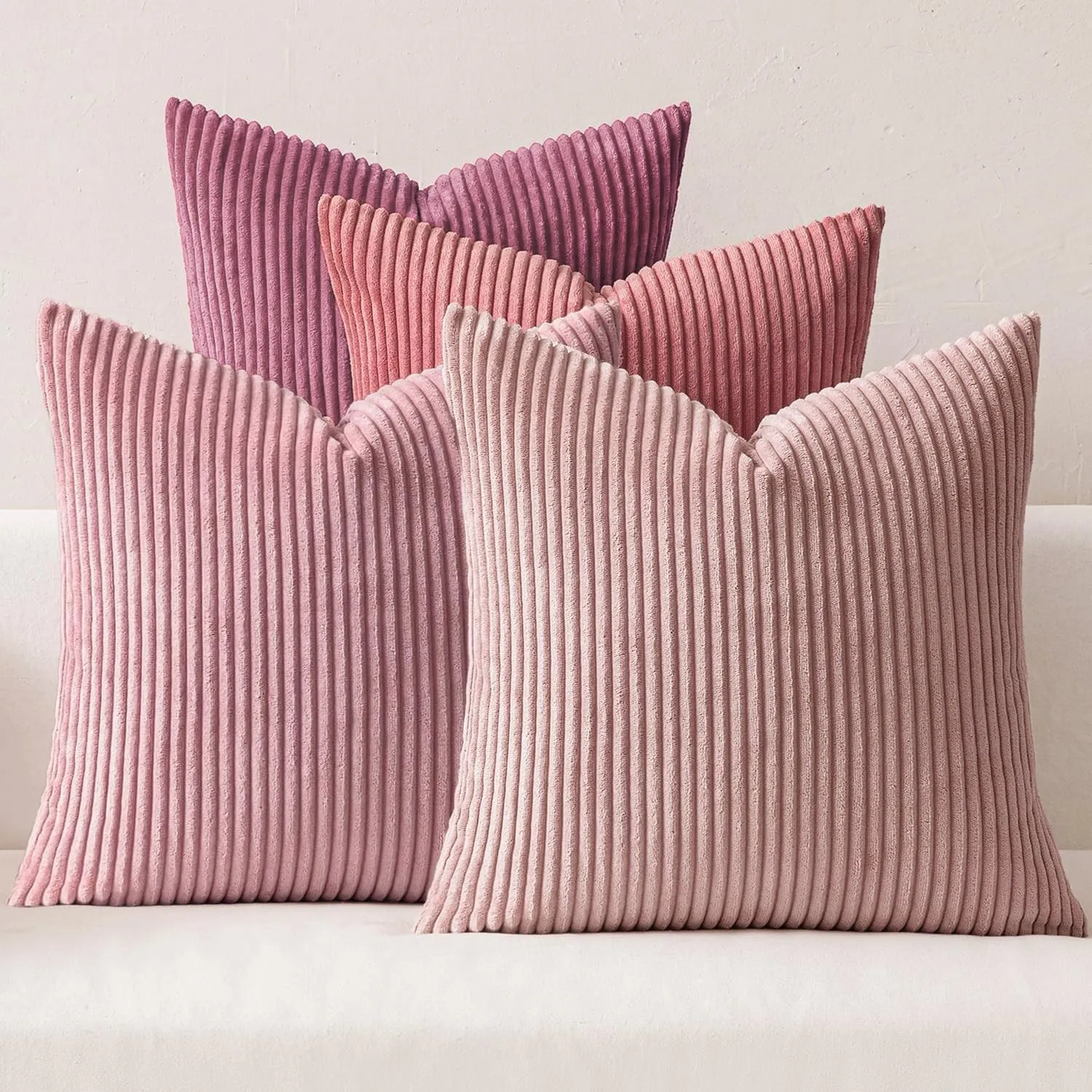 MIULEE Kissenbezug 50x50 4er Set Kordsamt Kissenhülle sofakissen Dark Pink