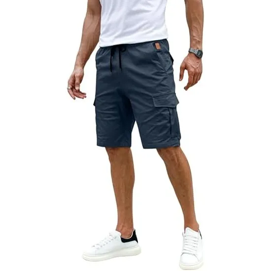 Elegancity Kurze Hosen Herren Cargo Shorts Sommer Freizeithose Kurze Elastische Taille Chino Shorts Mit 6 Taschen S-XXL