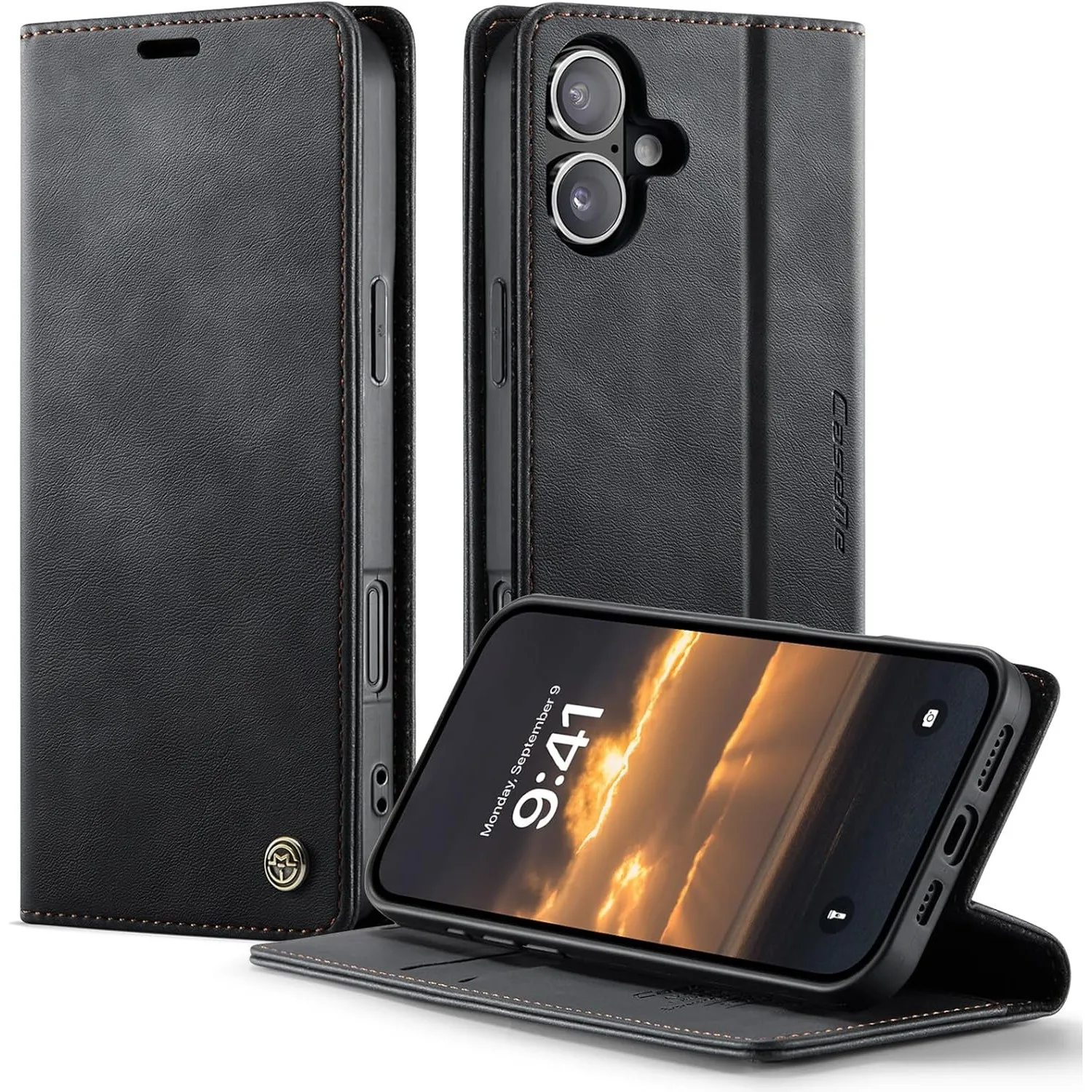 Handyhülle iPhone 17 hülle klapphülle Premium PU Leder,RFID Schutzhülle,Faltbare Ständer,Handytasche Lederhülle Kartenf…